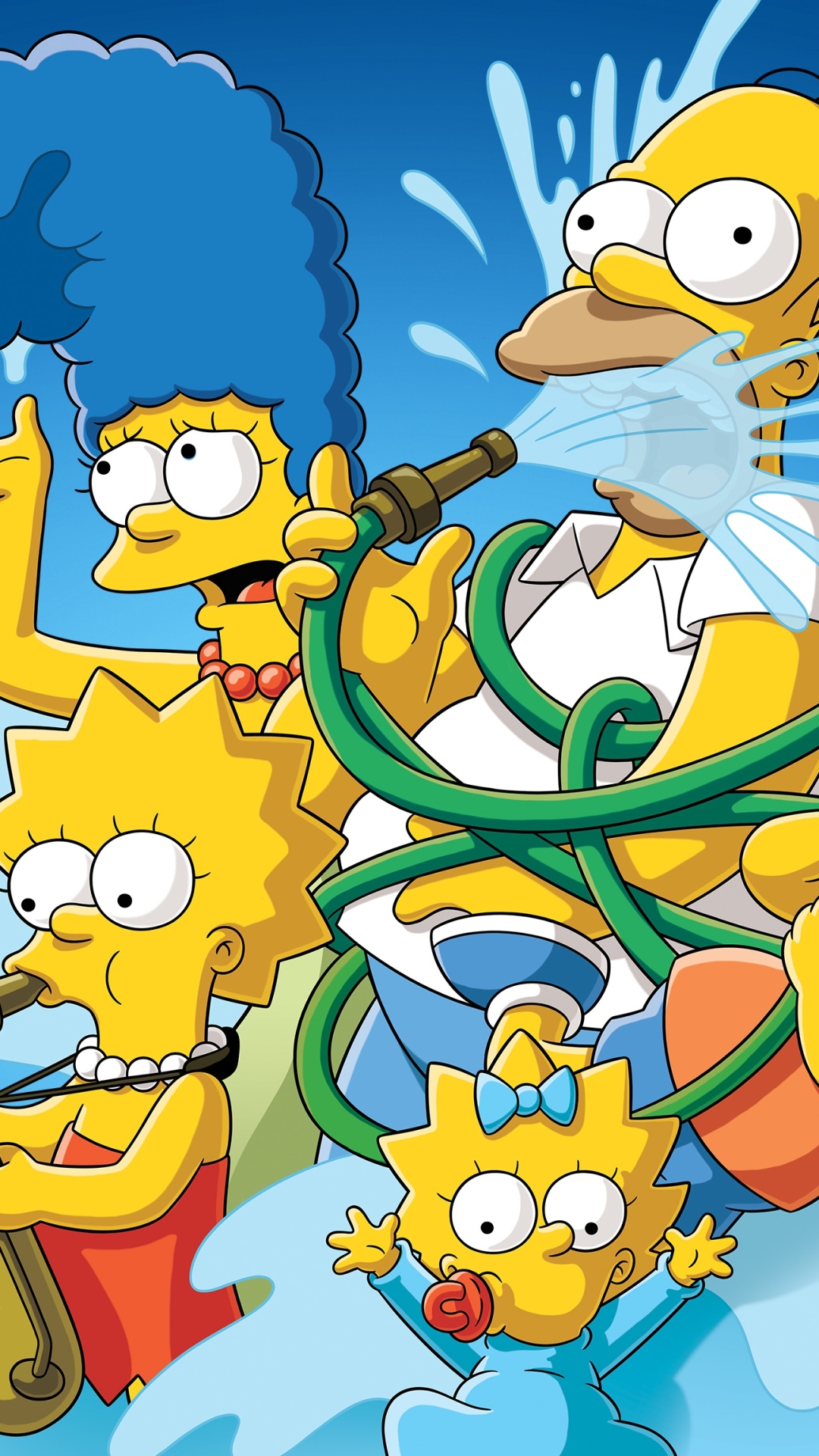 Handy-Wallpaper Homer Simpson, Die Simpsons, Karikatur, Fernsehserien, Lisa Simpson, Maggie Simpson, Marge Simpson kostenlos herunterladen.