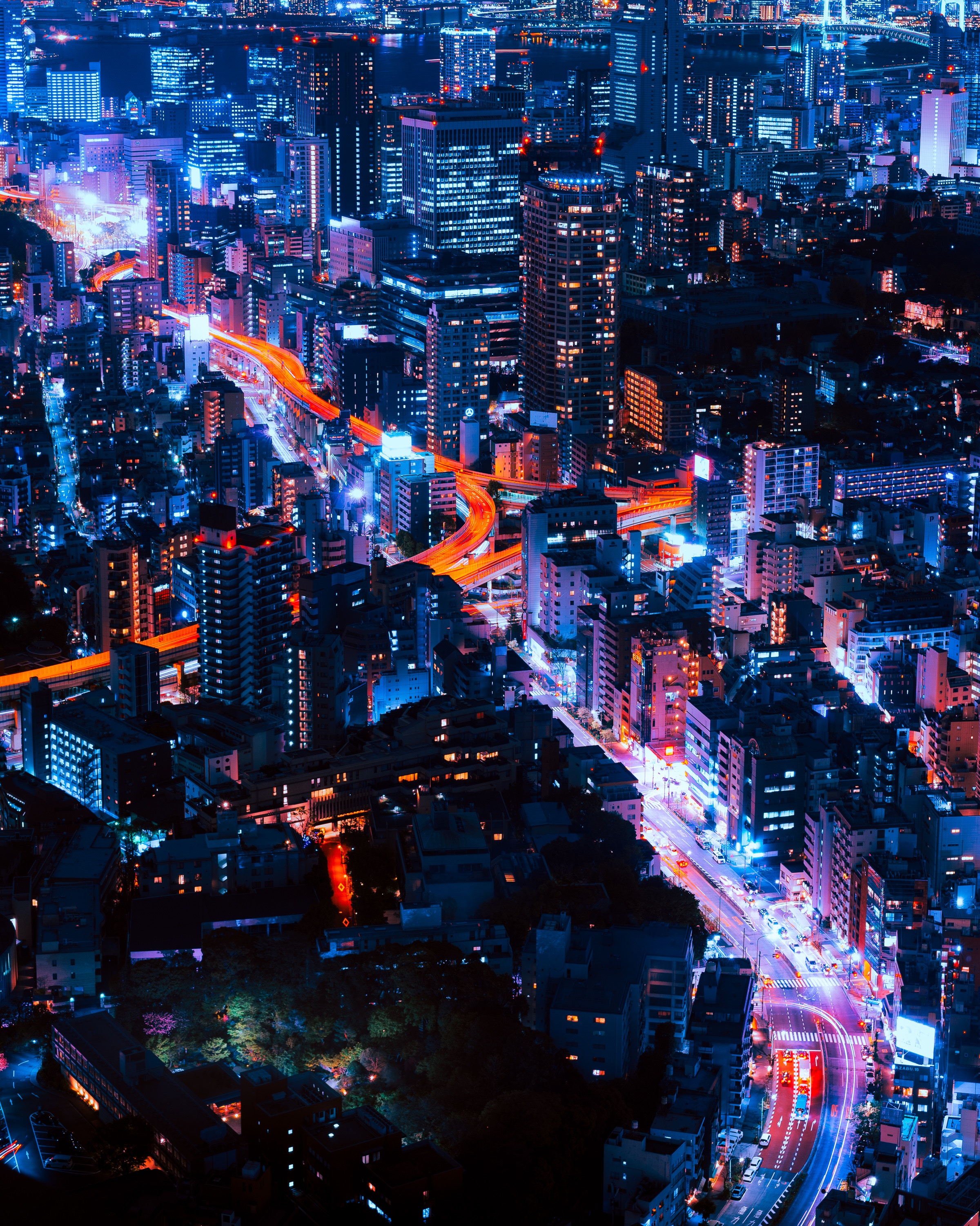 PCデスクトップに上から見る, ナイトシティ, 都市, 建物, 夜の街画像を無料でダウンロード
