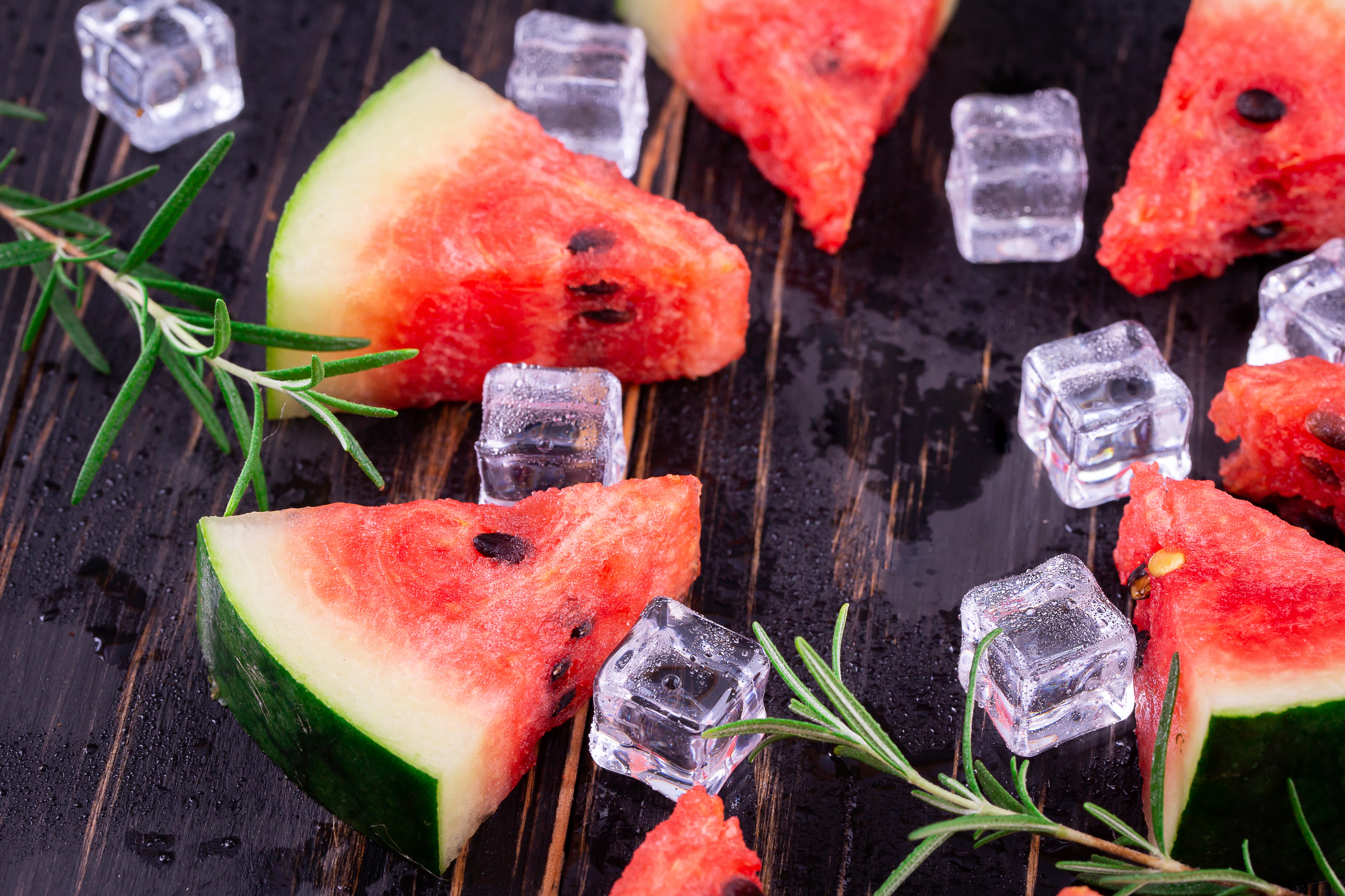 Download mobile wallpaper Fruits, Food, Fruit, Watermelon, Ice Cube for free.