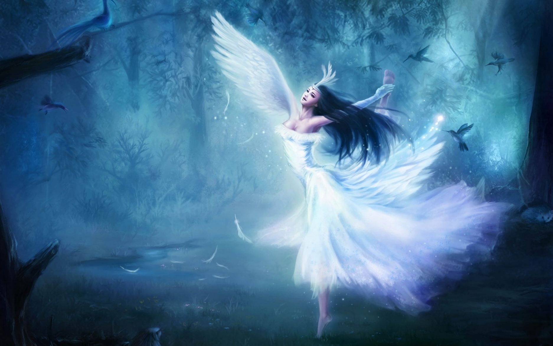 Free download wallpaper Fantasy, Forest, Angel on your PC desktop