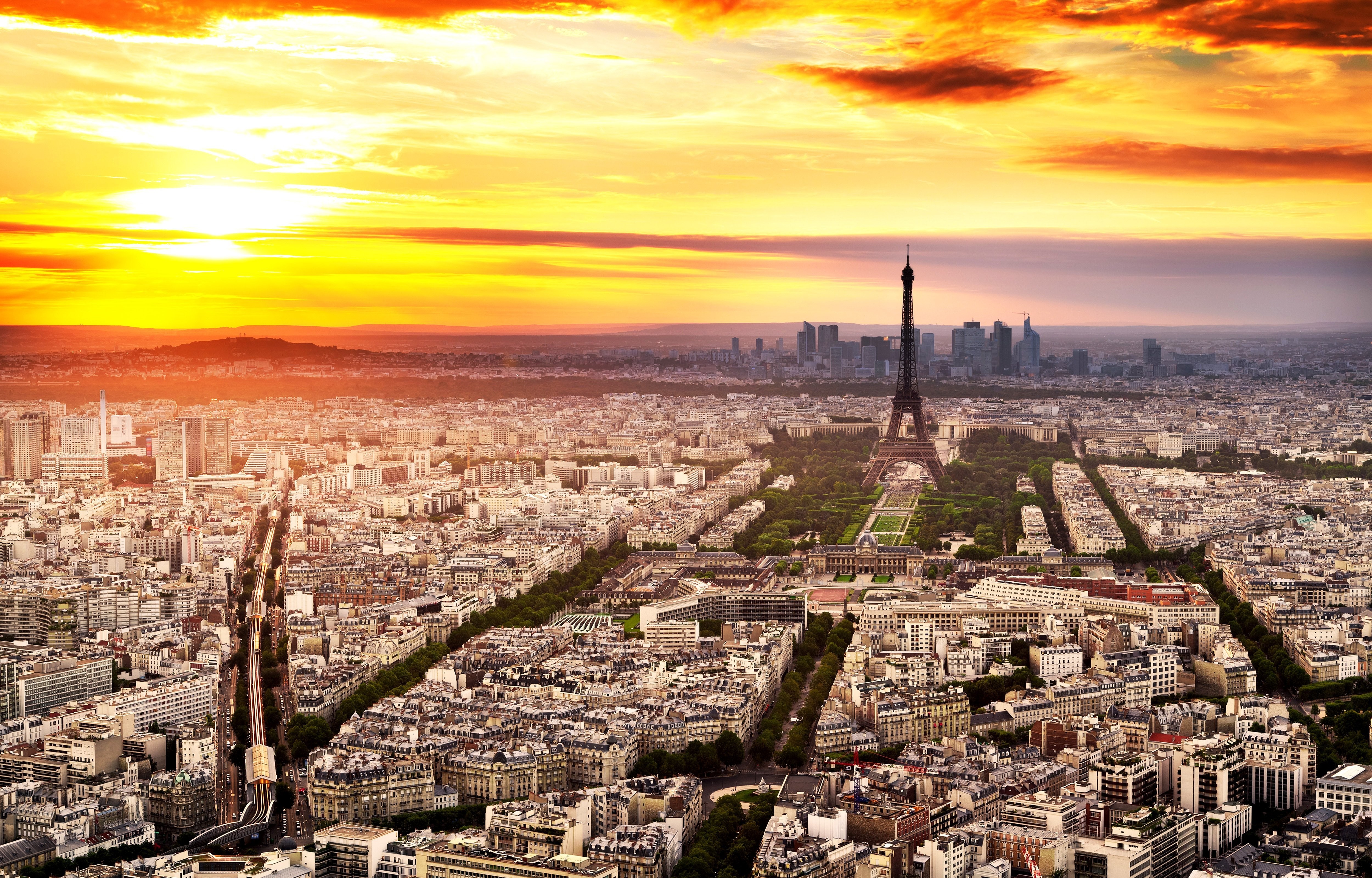 Free download wallpaper Cities, Sunset, Paris, France, Man Made on your PC desktop