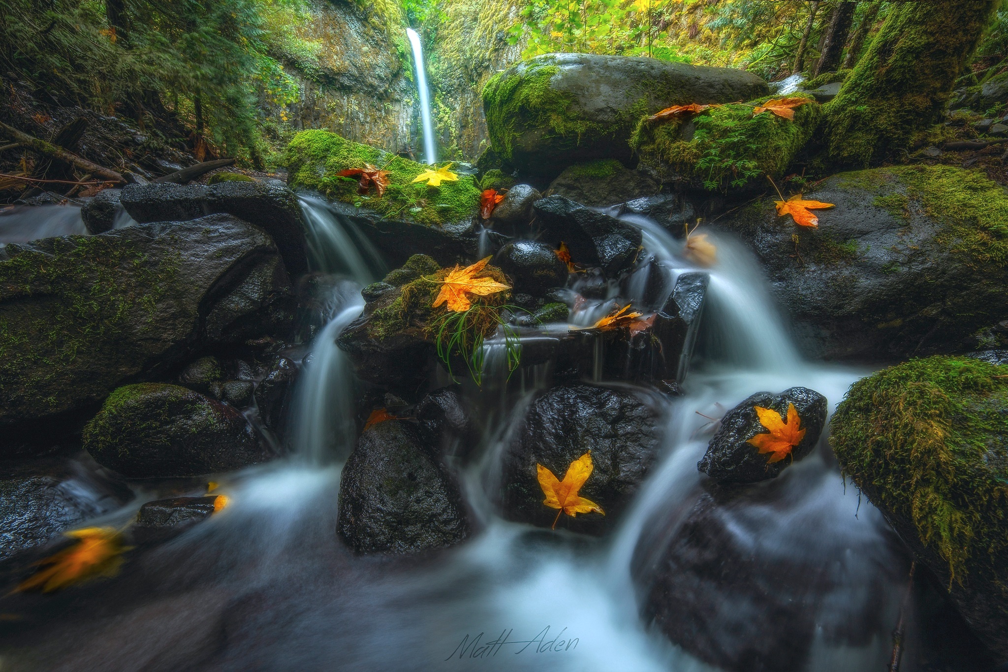 Free download wallpaper Waterfalls, Waterfall, Leaf, Fall, Earth, Creek, Oregon, Lower Dry Creek on your PC desktop