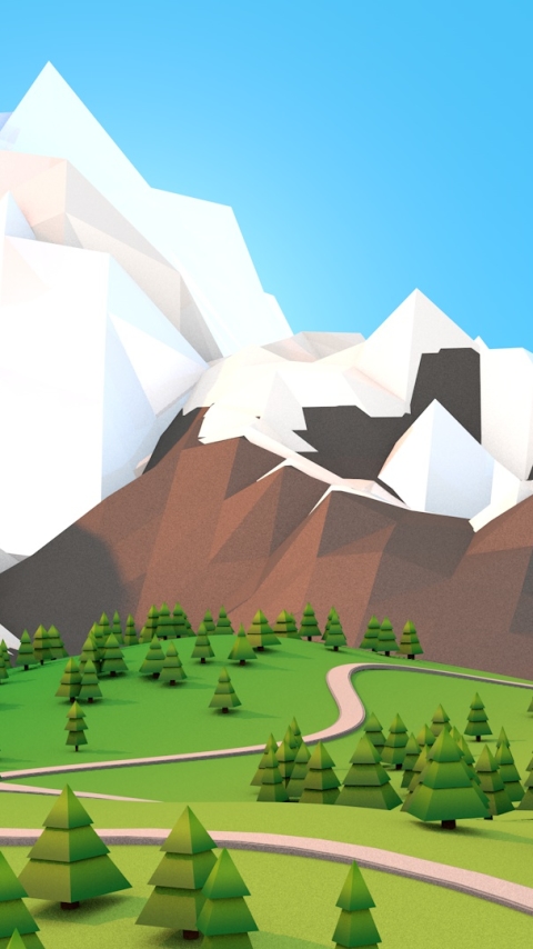 Descarga gratuita de fondo de pantalla para móvil de Montaña, 3D, Artístico, Bajo Poli.