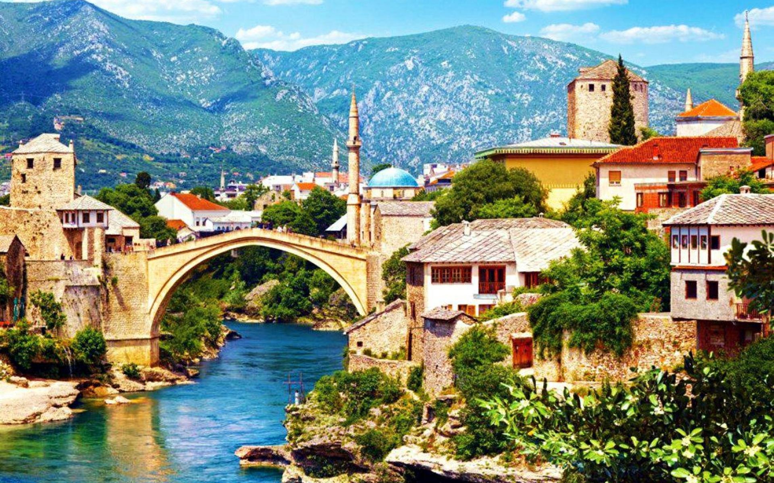 Handy-Wallpaper Brücke, Stadt Dorf, Die Architektur, Mostar, Menschengemacht, Bosnien kostenlos herunterladen.