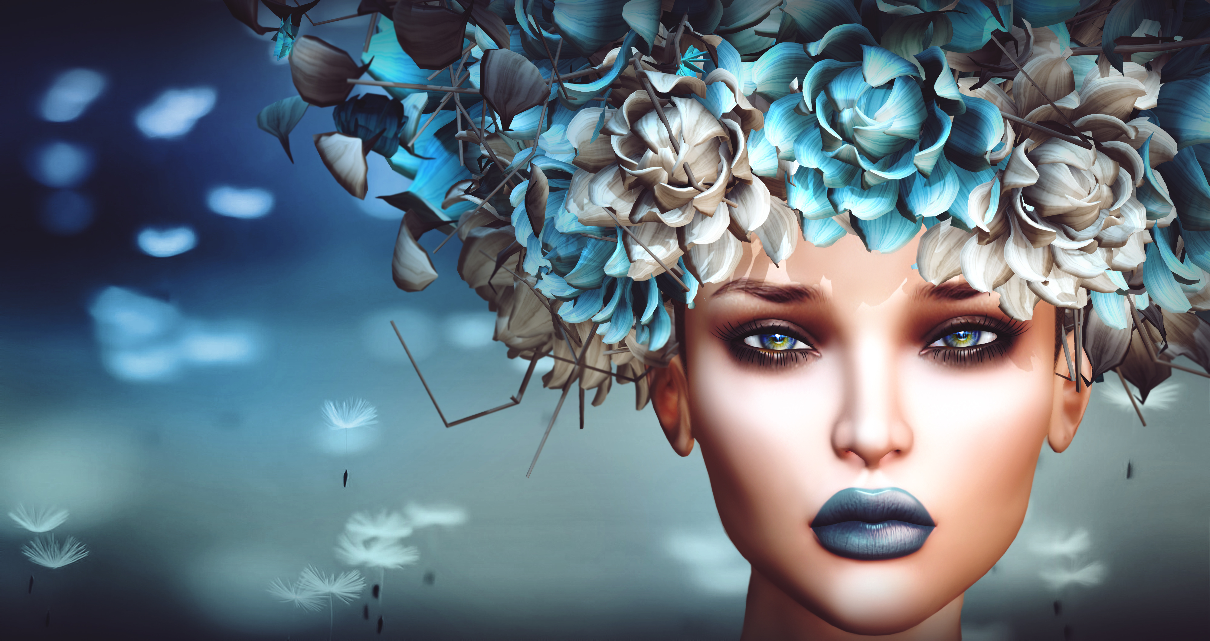 Download mobile wallpaper Fantasy, Flower, Women, Lipstick for free.