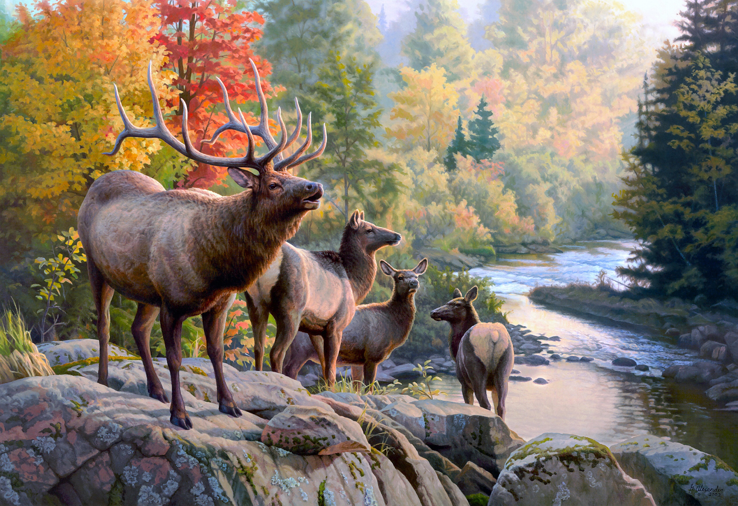 Download mobile wallpaper Animal, Painting, Deer for free.