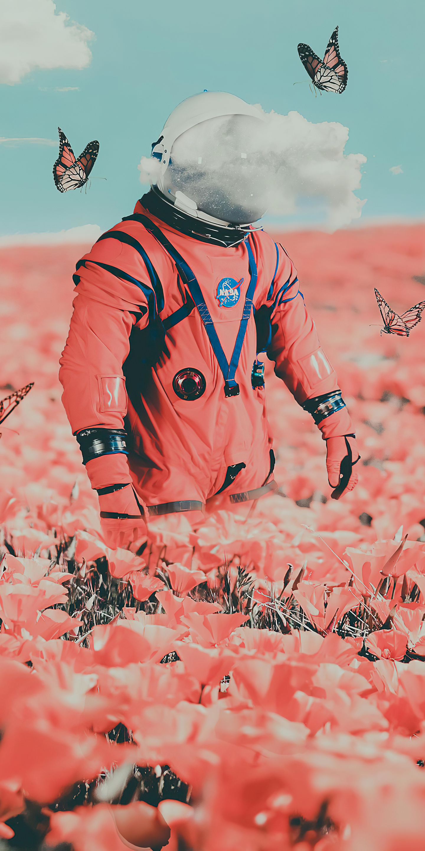 Download mobile wallpaper Butterfly, Sci Fi, Astronaut for free.
