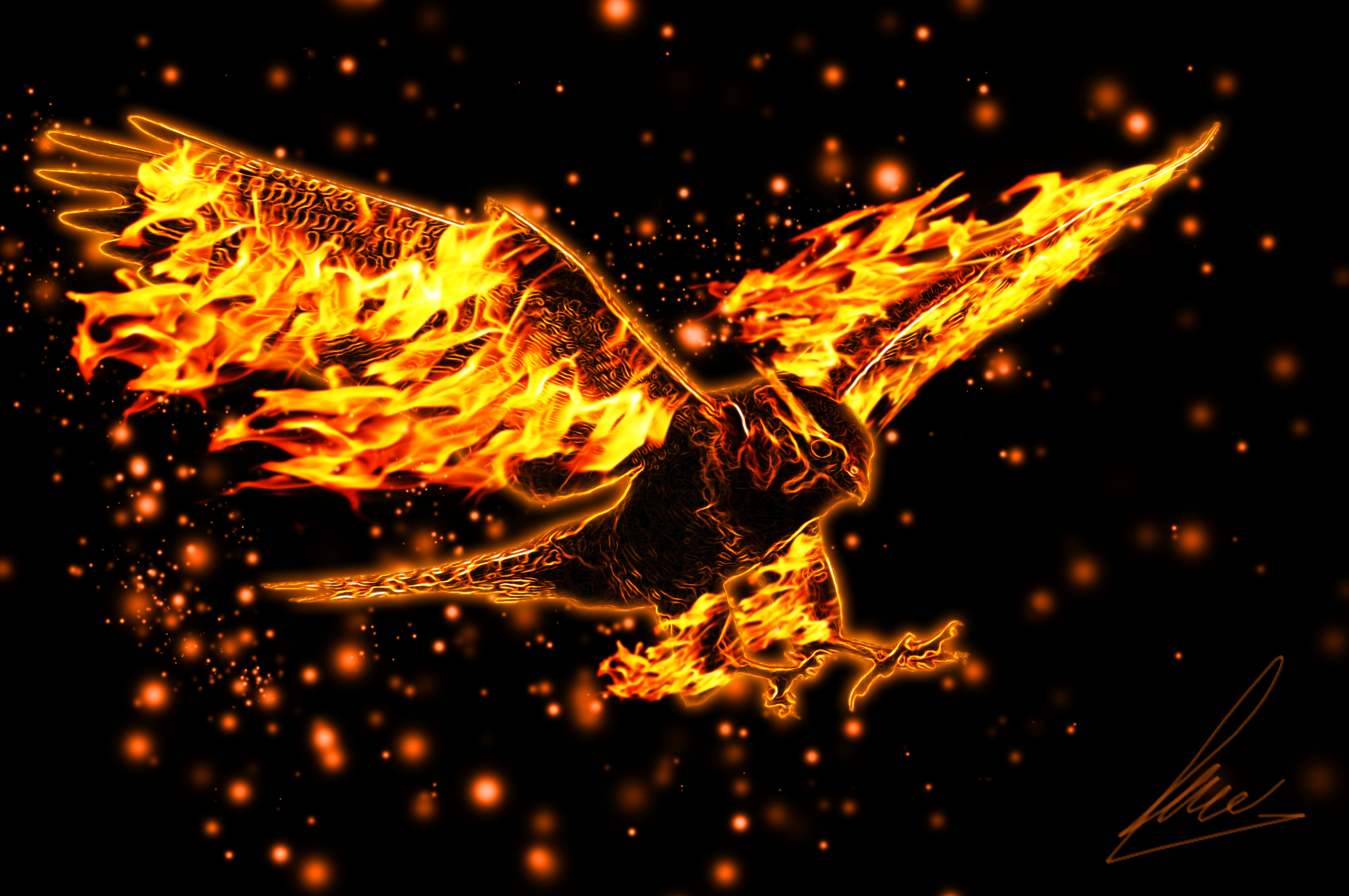 Download mobile wallpaper Fantasy, Fire, Bird, Eagle, Fantasy Animals for free.
