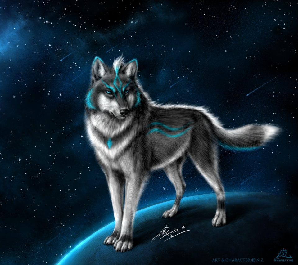 Download mobile wallpaper Moon, Wolf, Animal, Fantasy Animals for free.