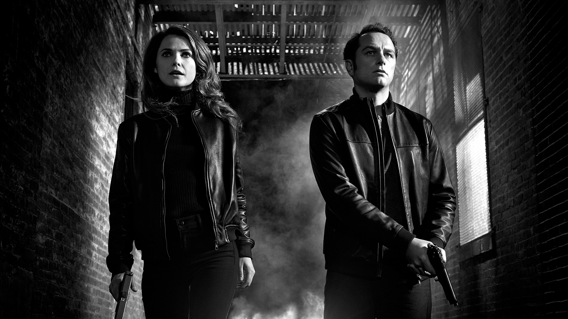 tv show, the americans, black & white, keri russell, matthew rhys, the americans (tv show)