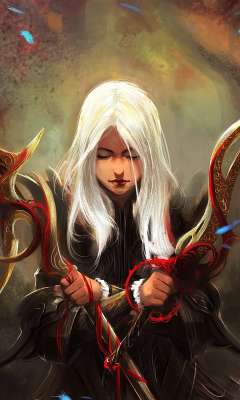 Download mobile wallpaper Fantasy, Weapon, Dagger, Women Warrior, White Hair, Woman Warrior for free.