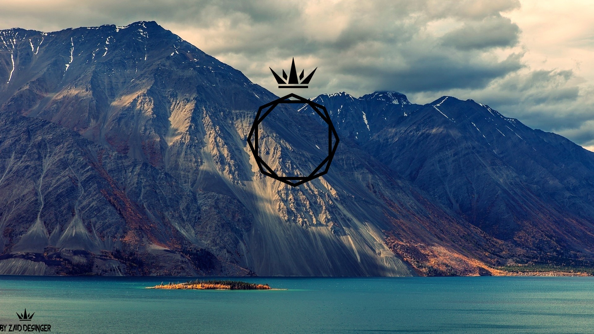 Free download wallpaper Landscape, Lake, Artistic, Logo on your PC desktop
