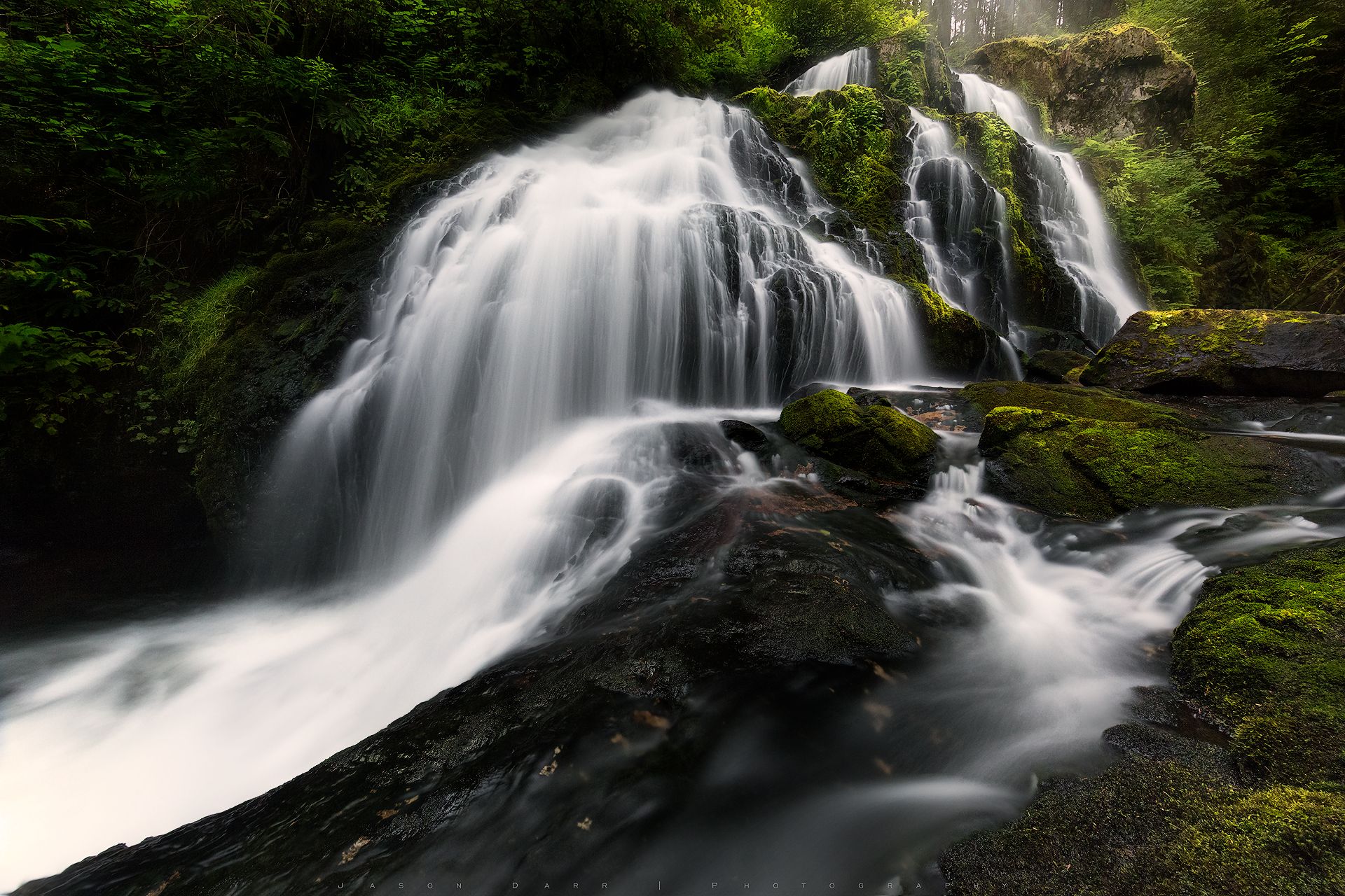 Download mobile wallpaper Waterfalls, Waterfall, Forest, Earth, Stream for free.