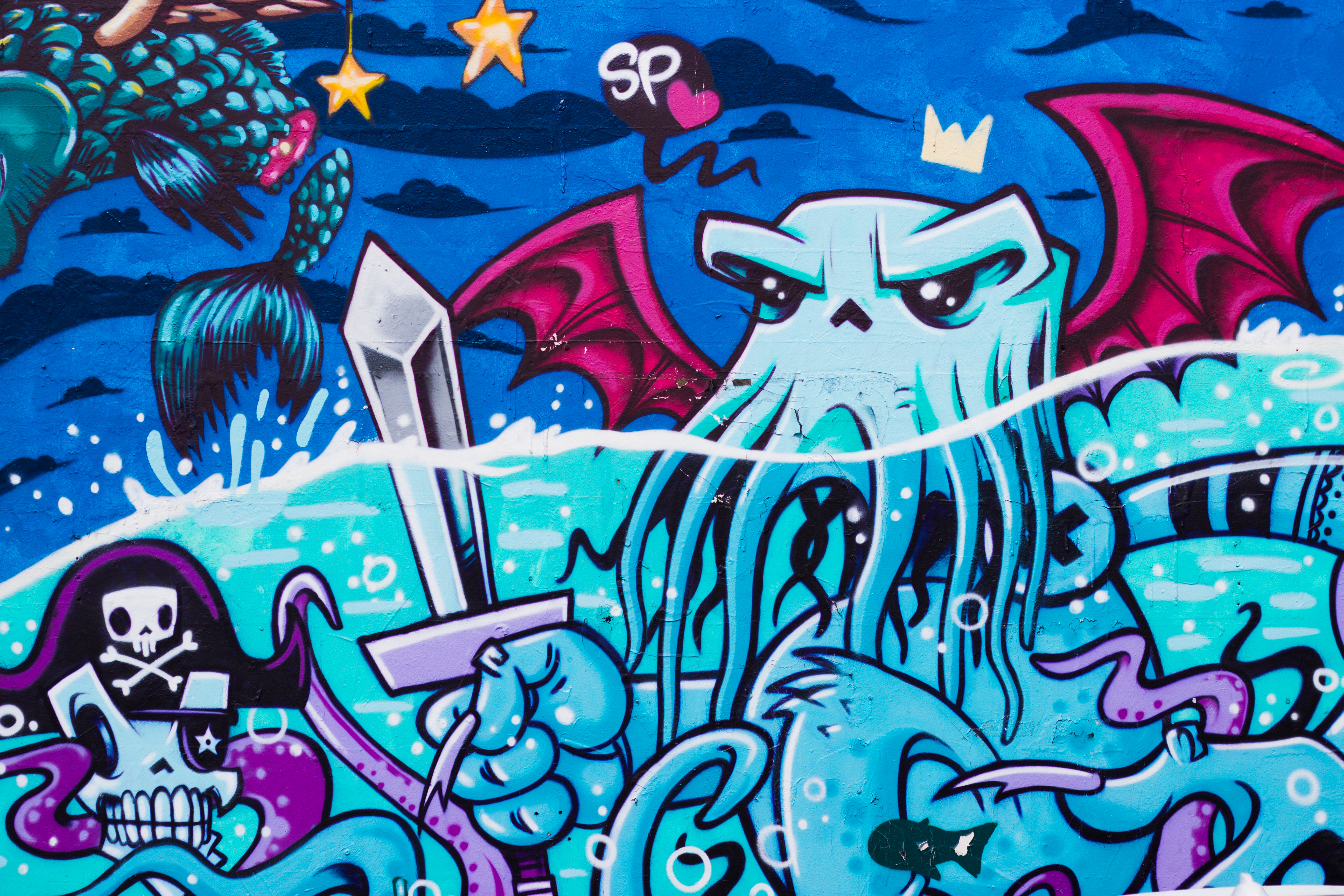 graffiti, art, octopus, street art