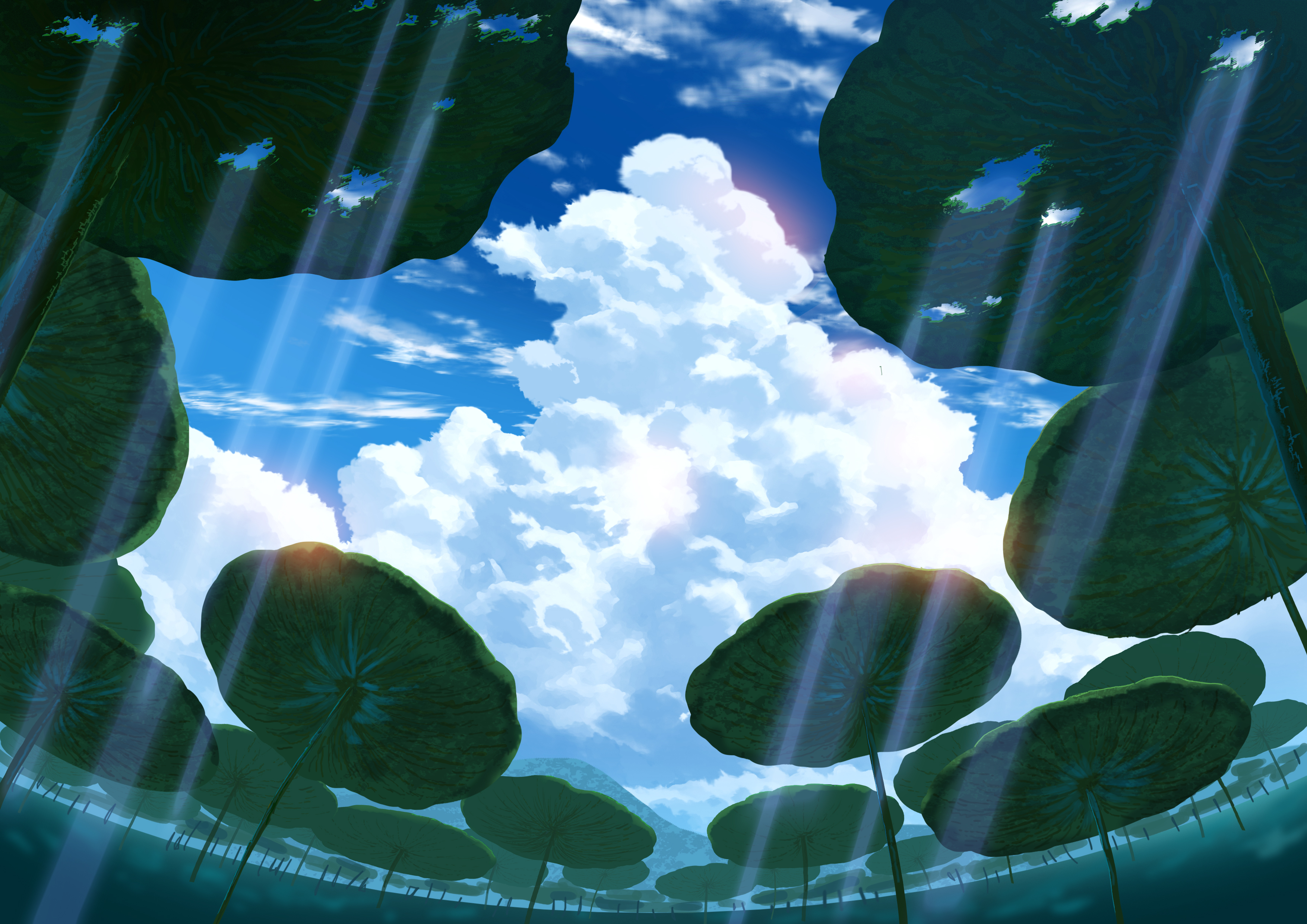 Download mobile wallpaper Anime, Sky, Cloud, Original, Sunbeam for free.