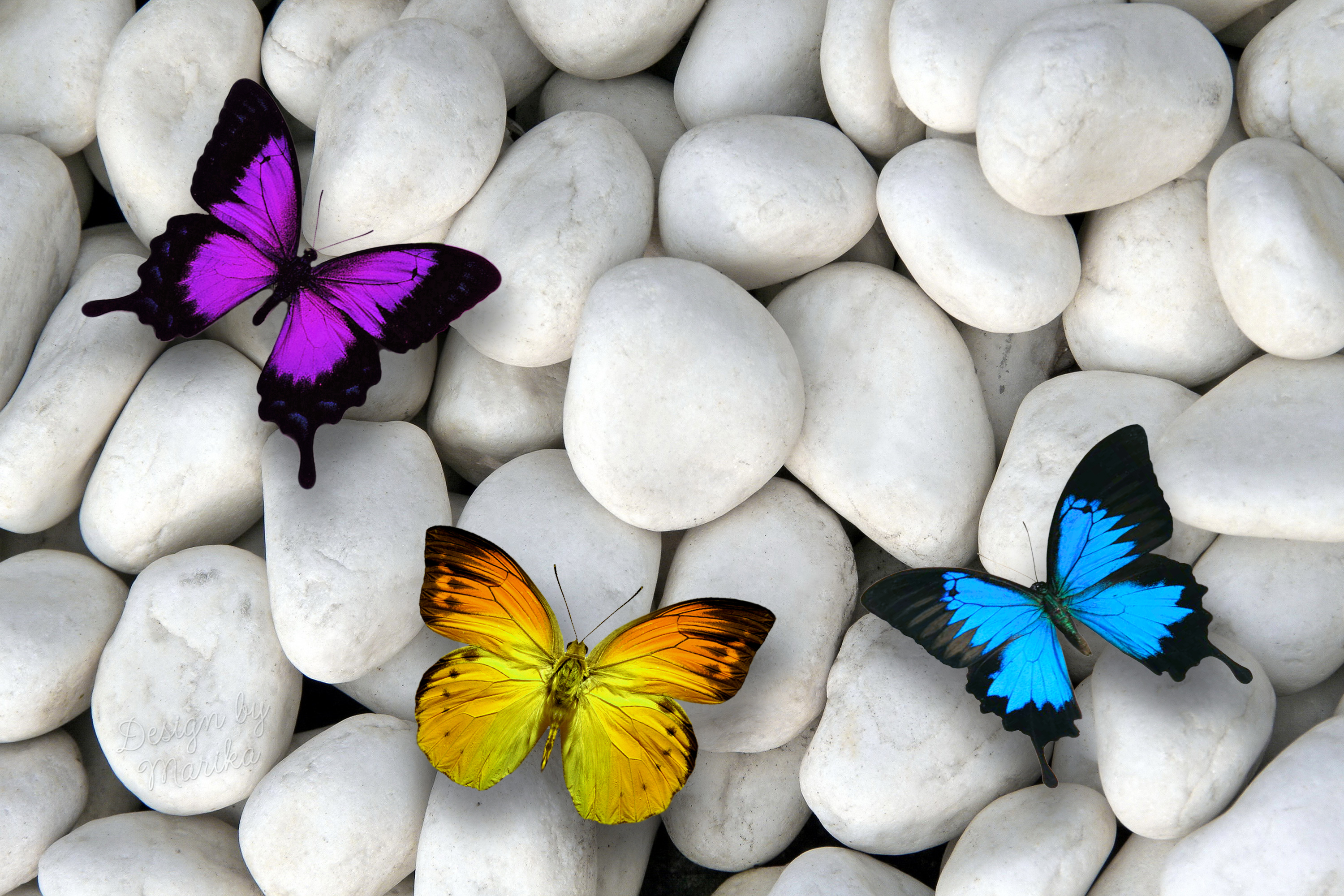 Download mobile wallpaper Butterfly, Stone, Artistic for free.