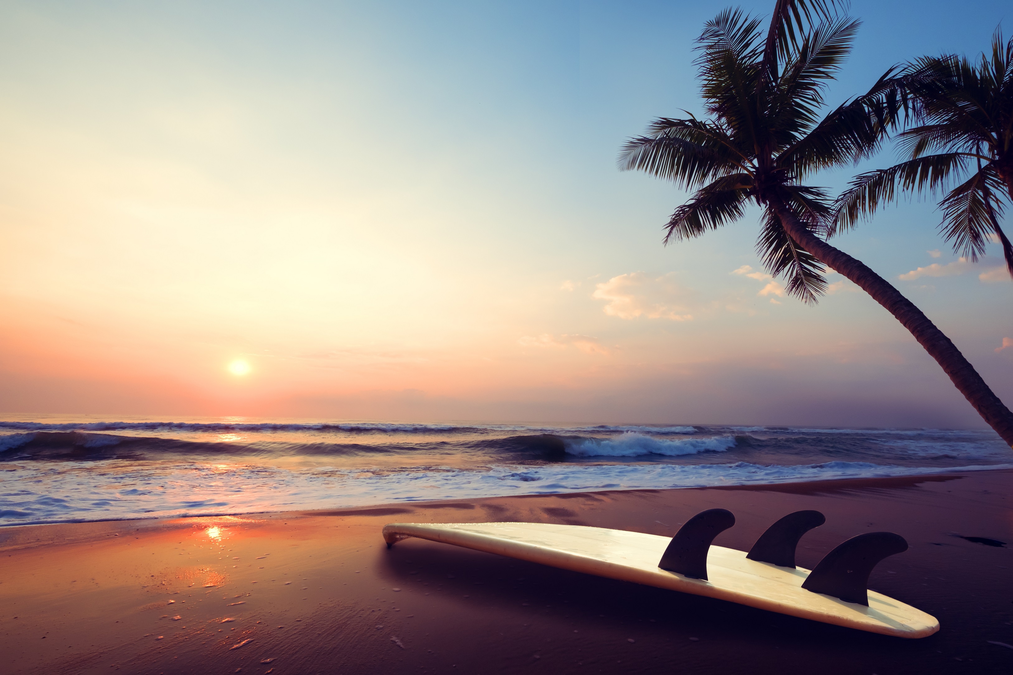 Free download wallpaper Sunset, Horizon, Ocean, Photography, Surfboard on your PC desktop