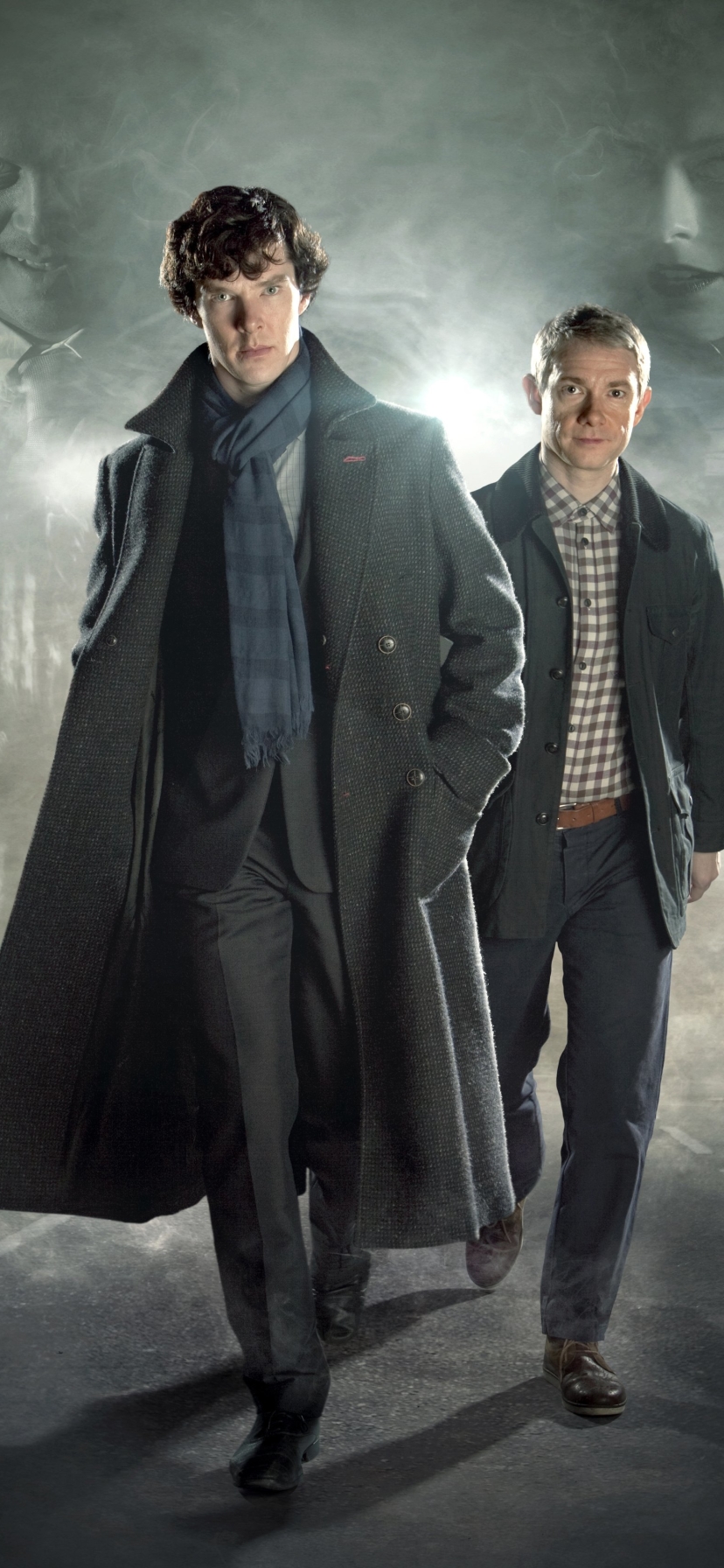 Descarga gratuita de fondo de pantalla para móvil de Sherlock, Benedict Cumberbatch, Series De Televisión, Actor, Sherlock Holmes, Doctor Watson, Martín Freeman.