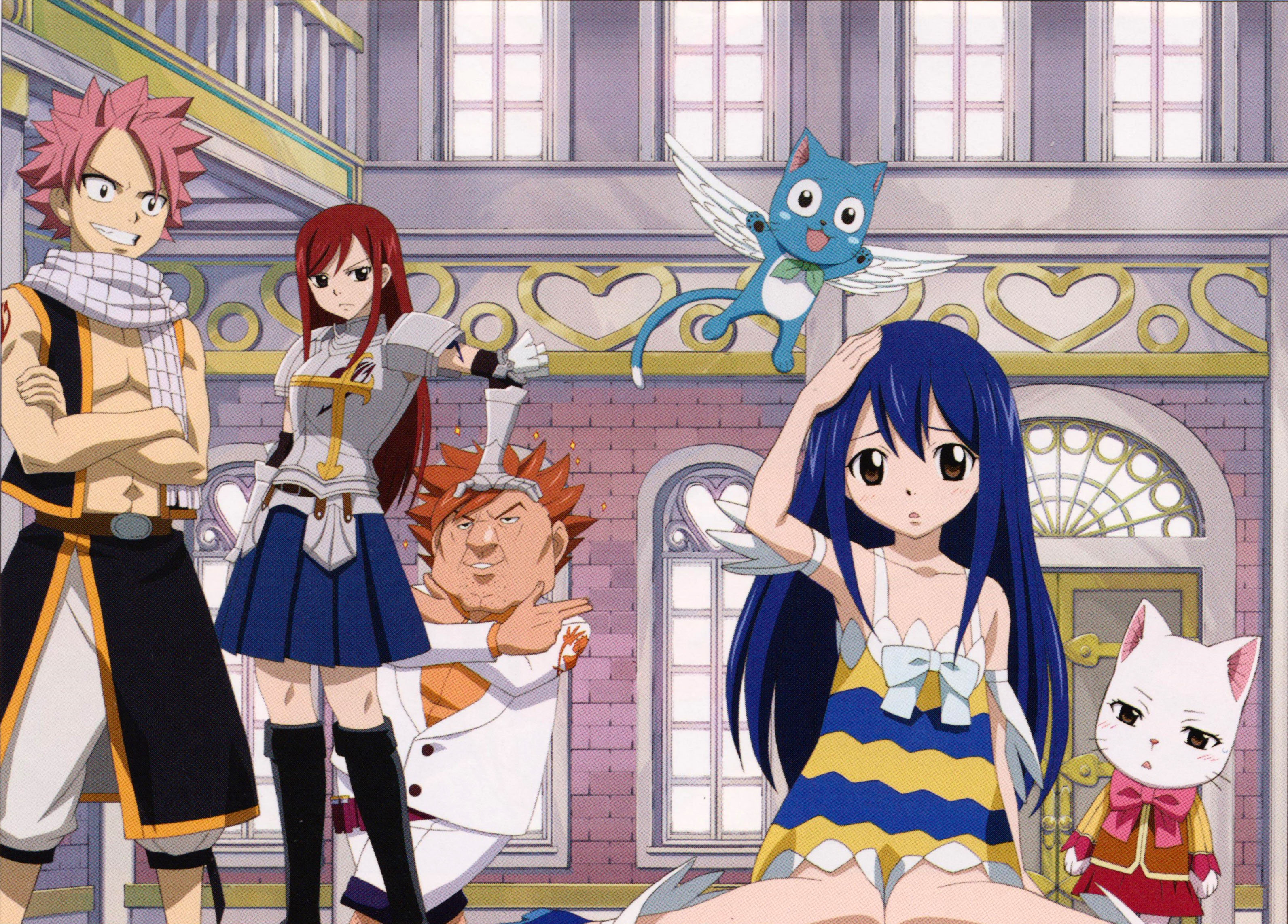 Download mobile wallpaper Anime, Fairy Tail, Natsu Dragneel, Erza Scarlet, Happy (Fairy Tail), Charles (Fairy Tail), Wendy Marvell, Ichiya Vandalay Kotobuki for free.
