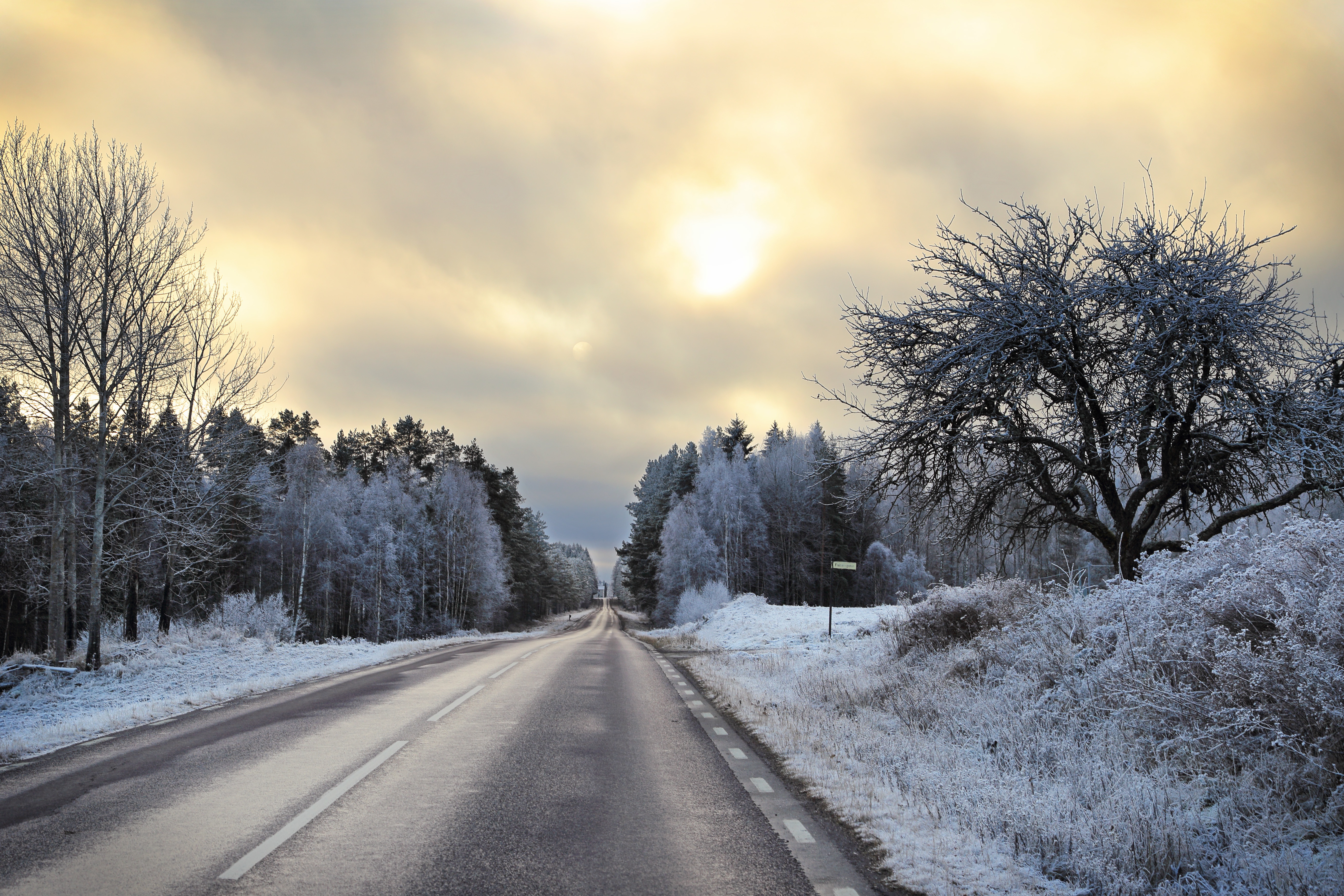 Free download wallpaper Winter, Nature, Snow, Road, Forest, Man Made on your PC desktop