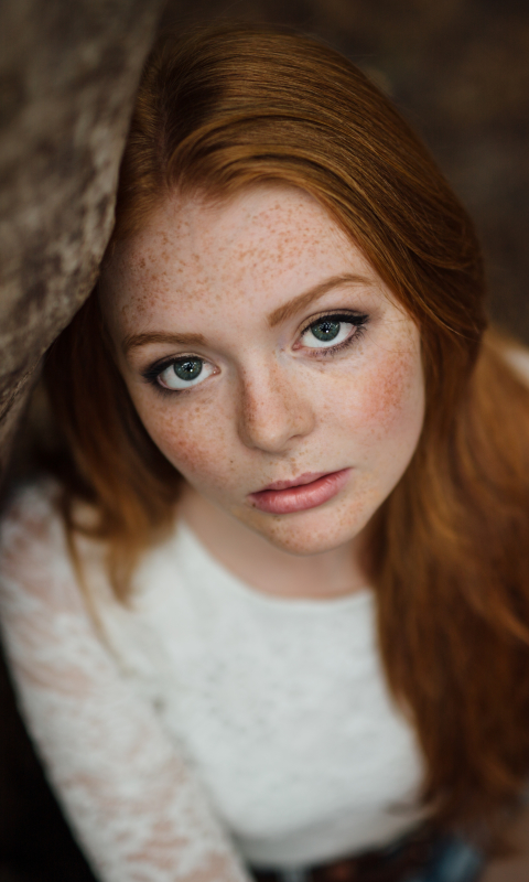 Download mobile wallpaper Redhead, Model, Women, Green Eyes, Freckles for free.