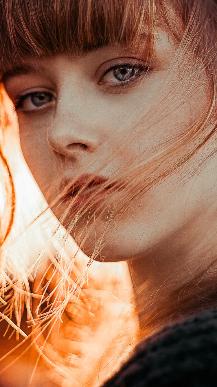 Download mobile wallpaper Redhead, Face, Model, Women, Blue Eyes for free.