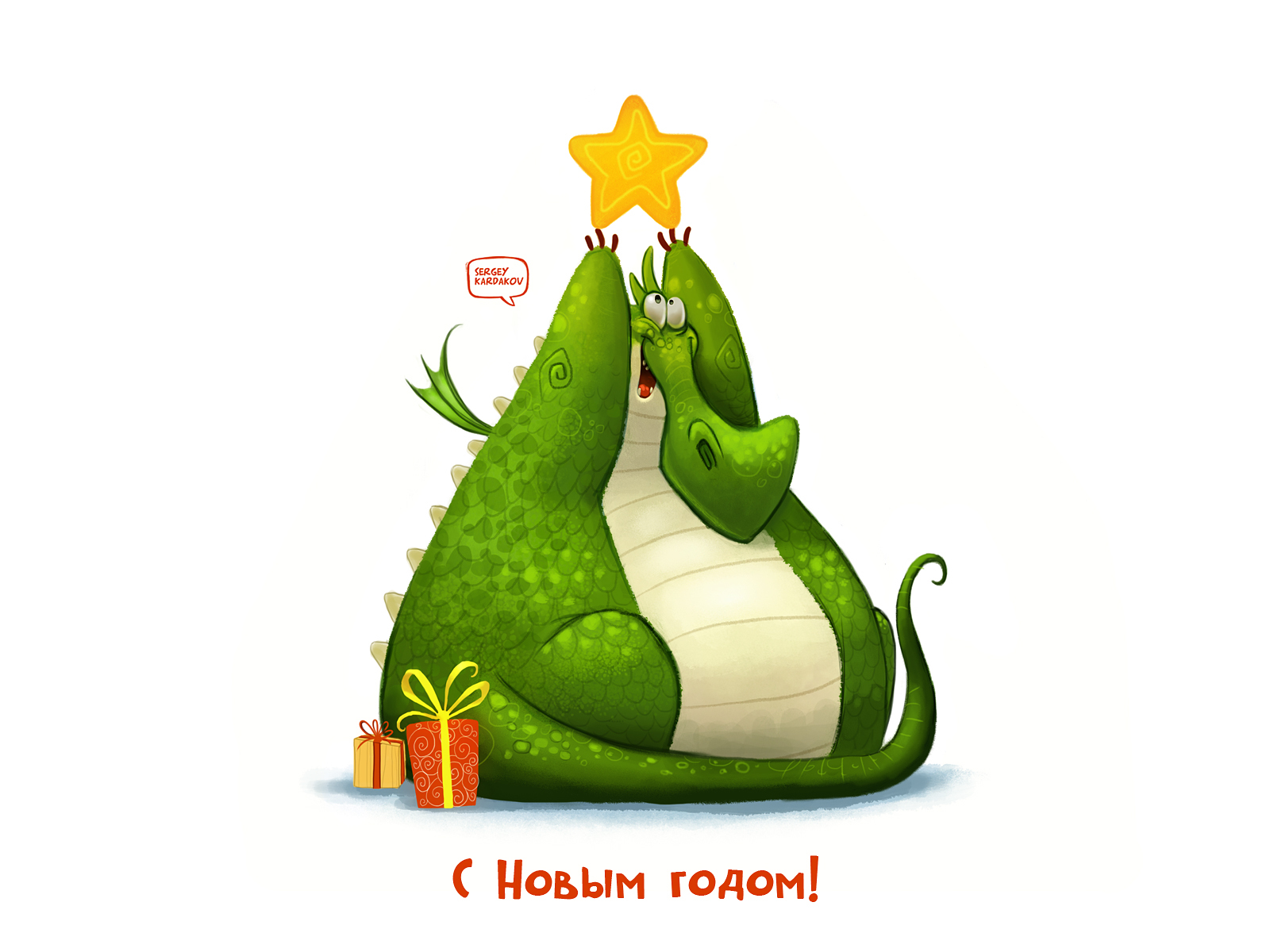 1920x1080 Background funny, dragons, new year, pictures, white