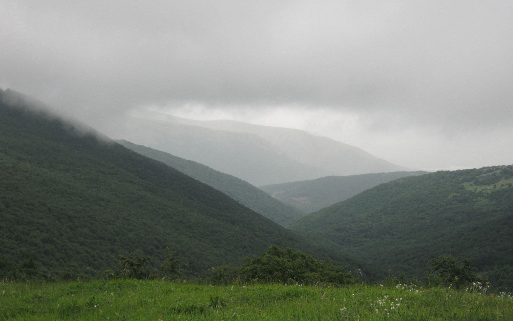 nature, mountains, fog, hills, despondency, slopes