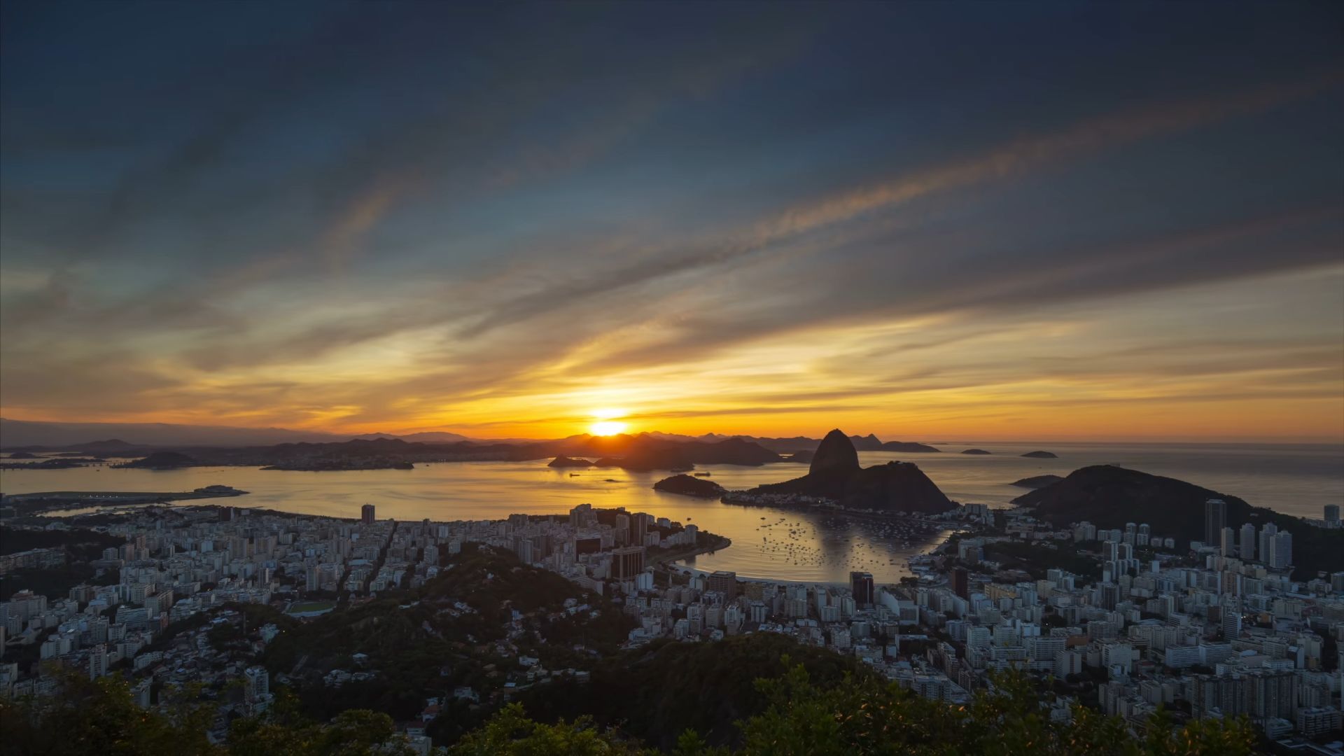 Laden Sie das Städte, Rio De Janeiro, Brasilien, Sonnenuntergang, Menschengemacht, Großstadt-Bild kostenlos auf Ihren PC-Desktop herunter