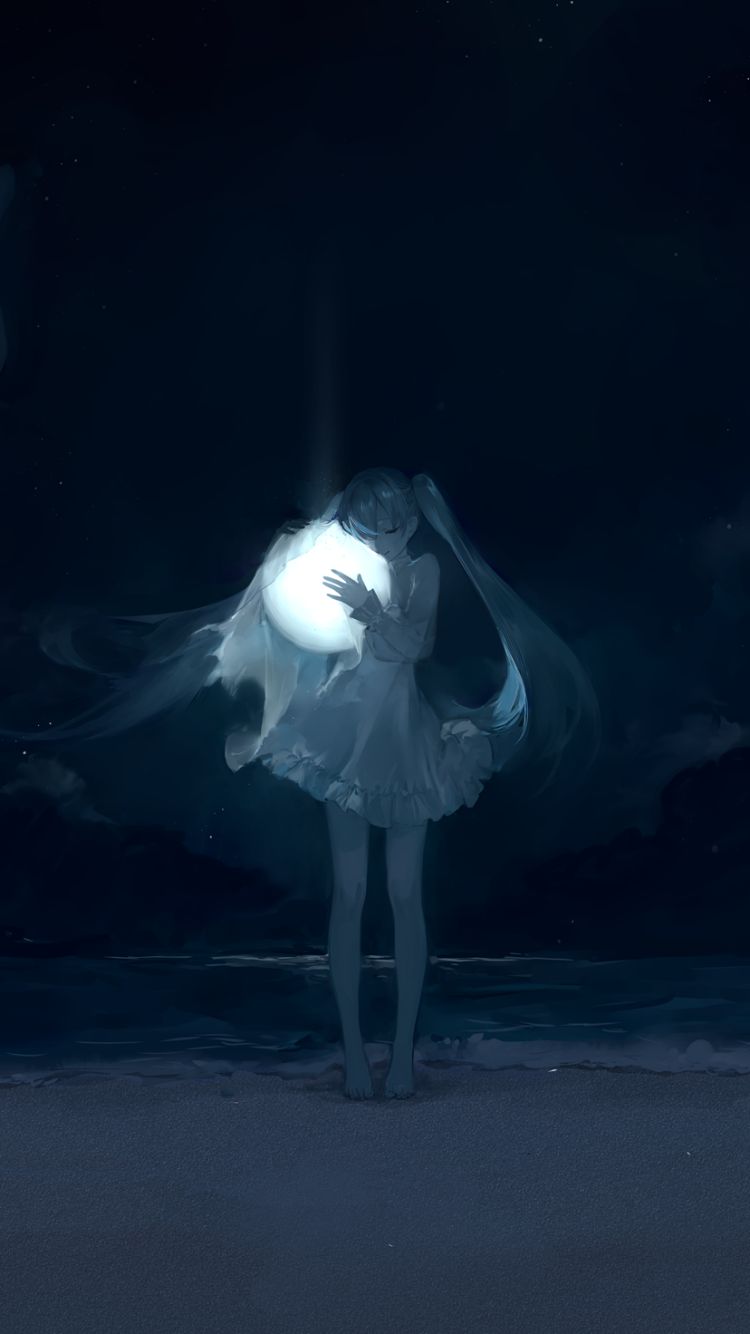 Handy-Wallpaper Vocaloid, Kleid, Blaue Haare, Hatsune Miku, Animes, Lange Haare, Barfuß kostenlos herunterladen.