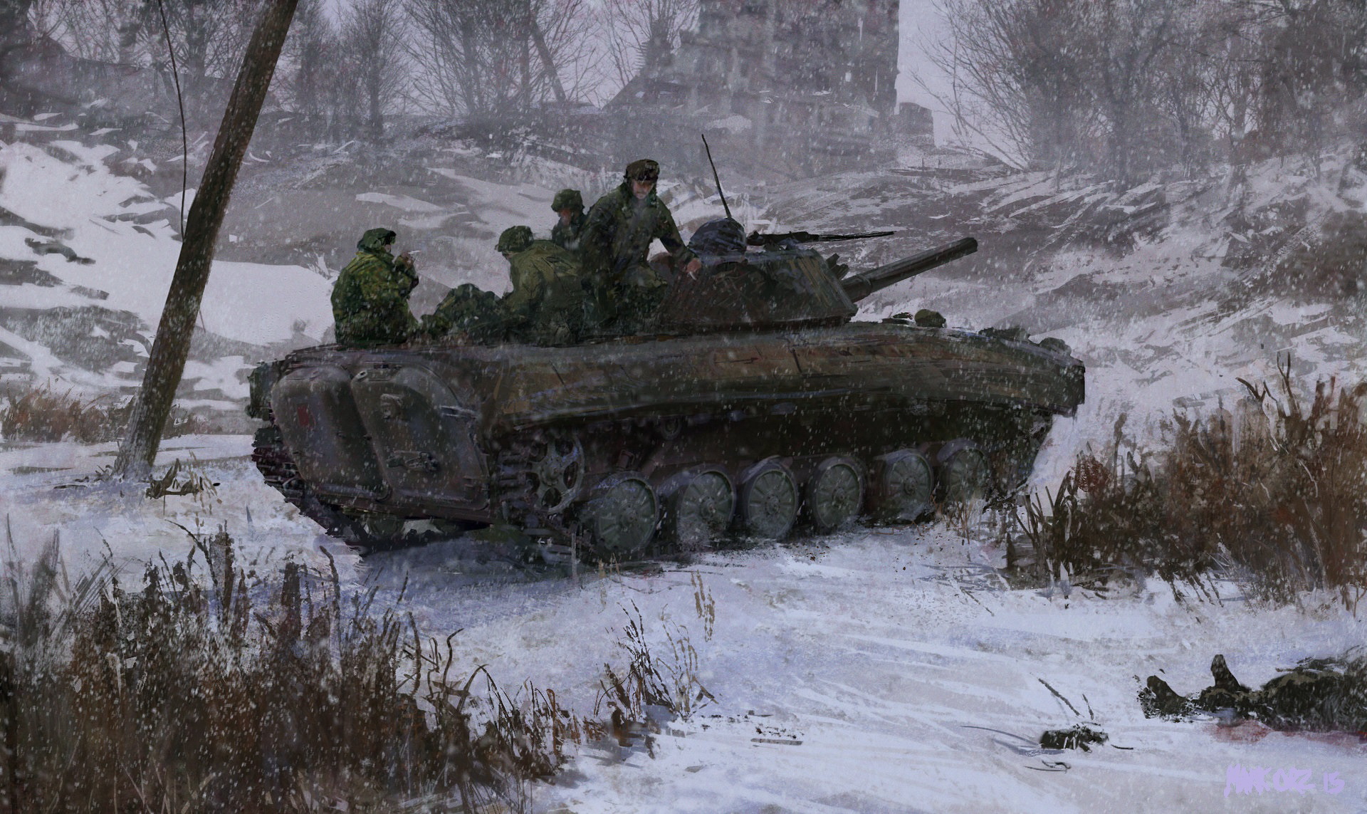 Download mobile wallpaper Winter, Snow, Tanks, Military, Soldier, Tank for free.
