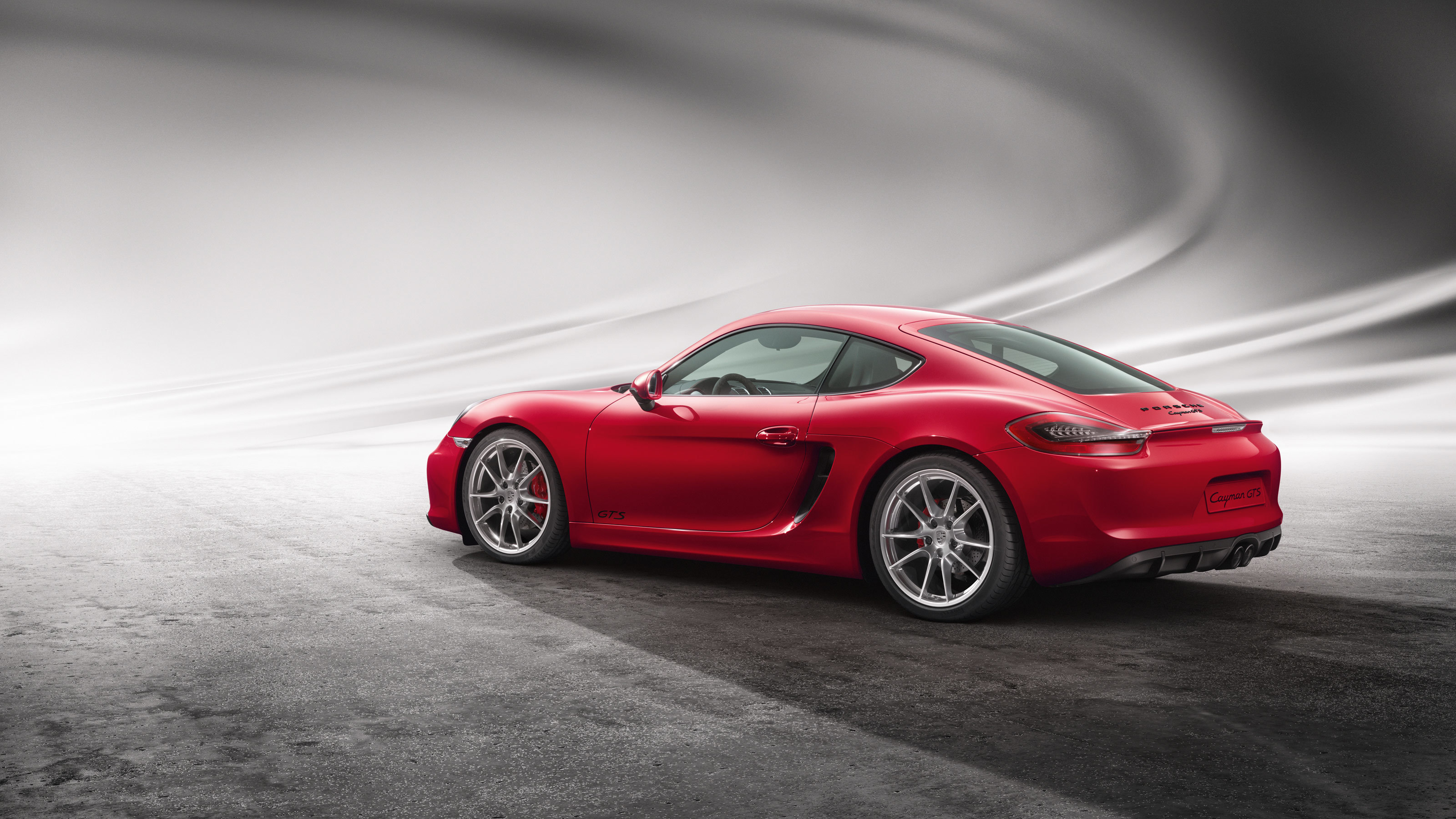 Download background porsche, cars, red, side view, cayman, gts