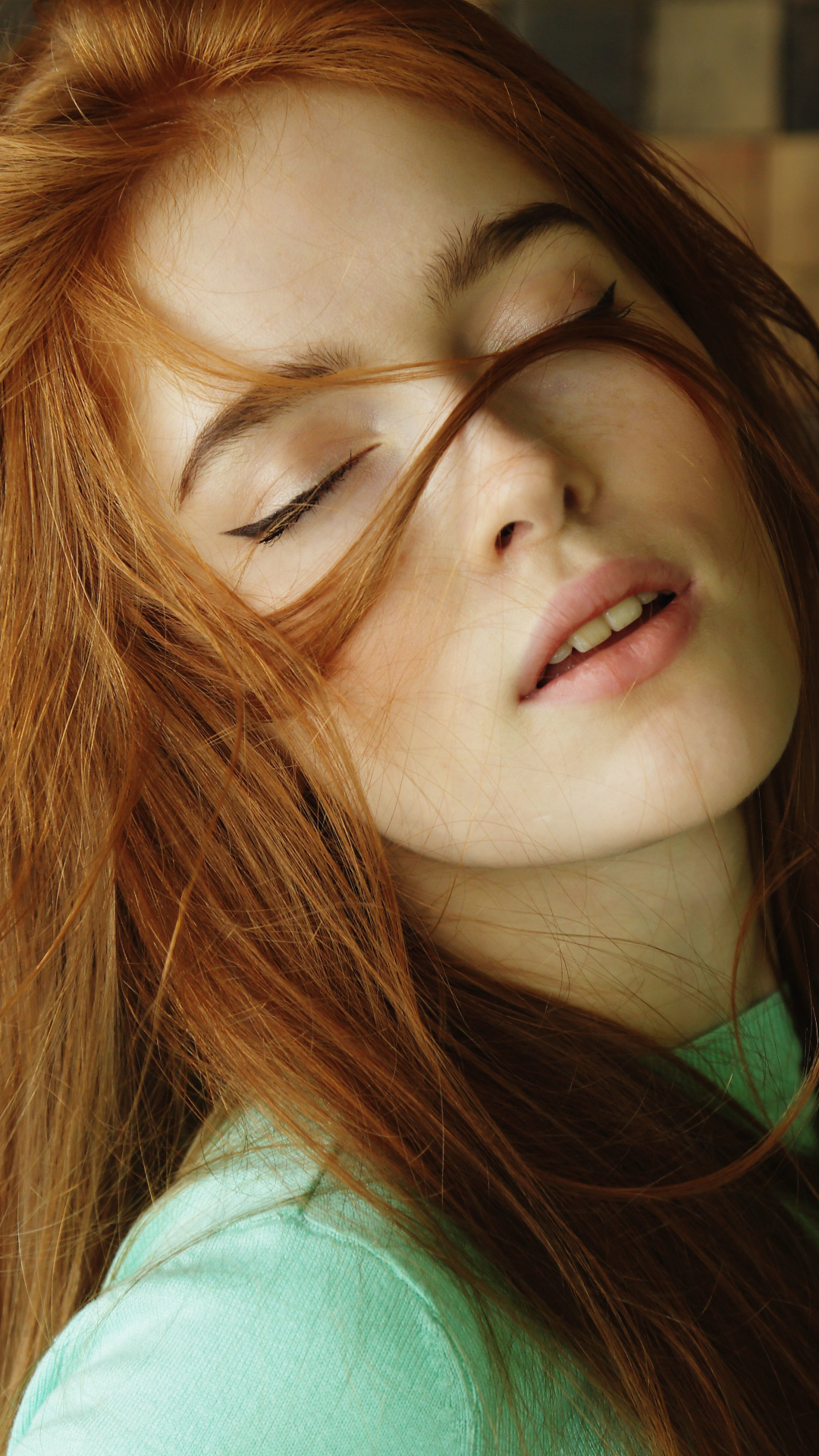 Download mobile wallpaper Redhead, Face, Model, Women, Jia Lissa, Adults for free.