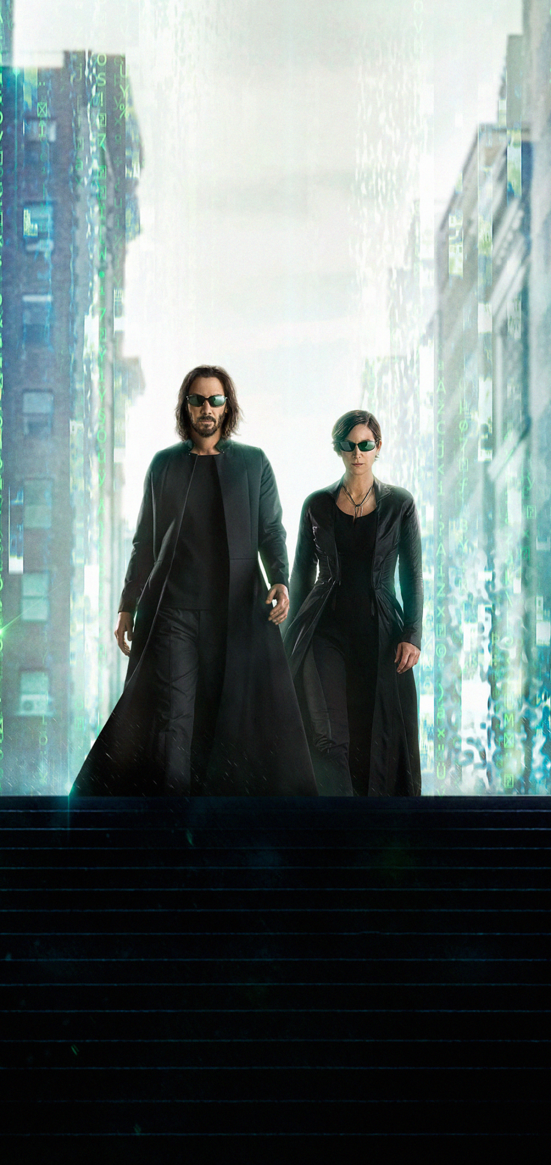 Handy-Wallpaper Keanu Reeves, Filme, Neo (Die Matrix), Carrie Anne Moss, Matrix Resurrections, Trinity (Die Matrix) kostenlos herunterladen.