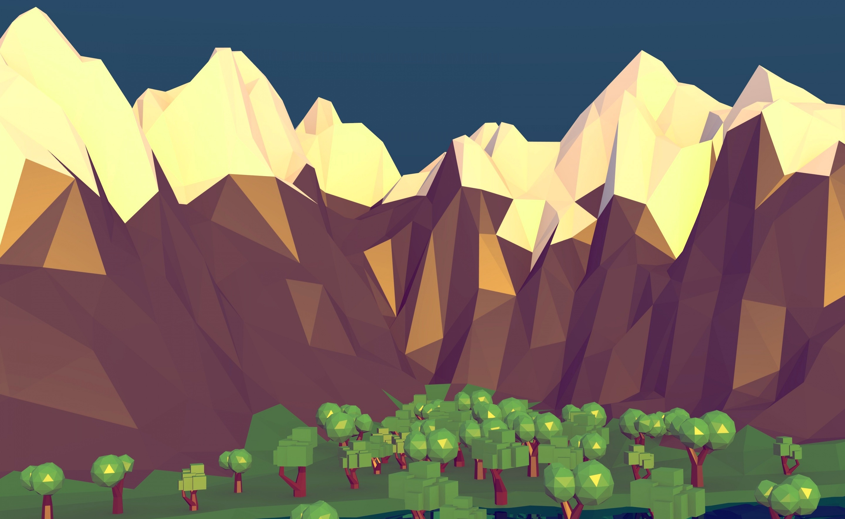 Download mobile wallpaper Nature, Mountain, Tree, Artistic, Low Poly for free.