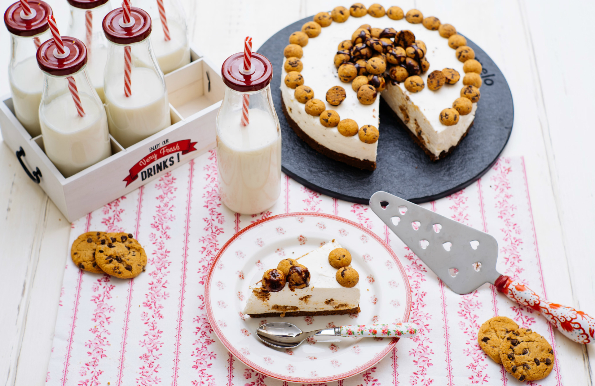 Free download wallpaper Food, Dessert, Still Life, Cake, Milk, Cookie, Pastry on your PC desktop