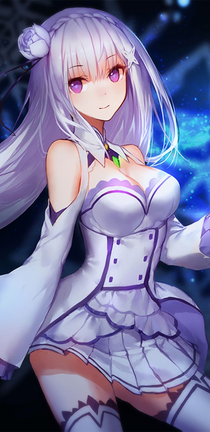 Handy-Wallpaper Animes, Weißes Kleid, Emilia (Re: Zero), Re:zero Das Leben In Einer Anderen Welt Beginnen kostenlos herunterladen.