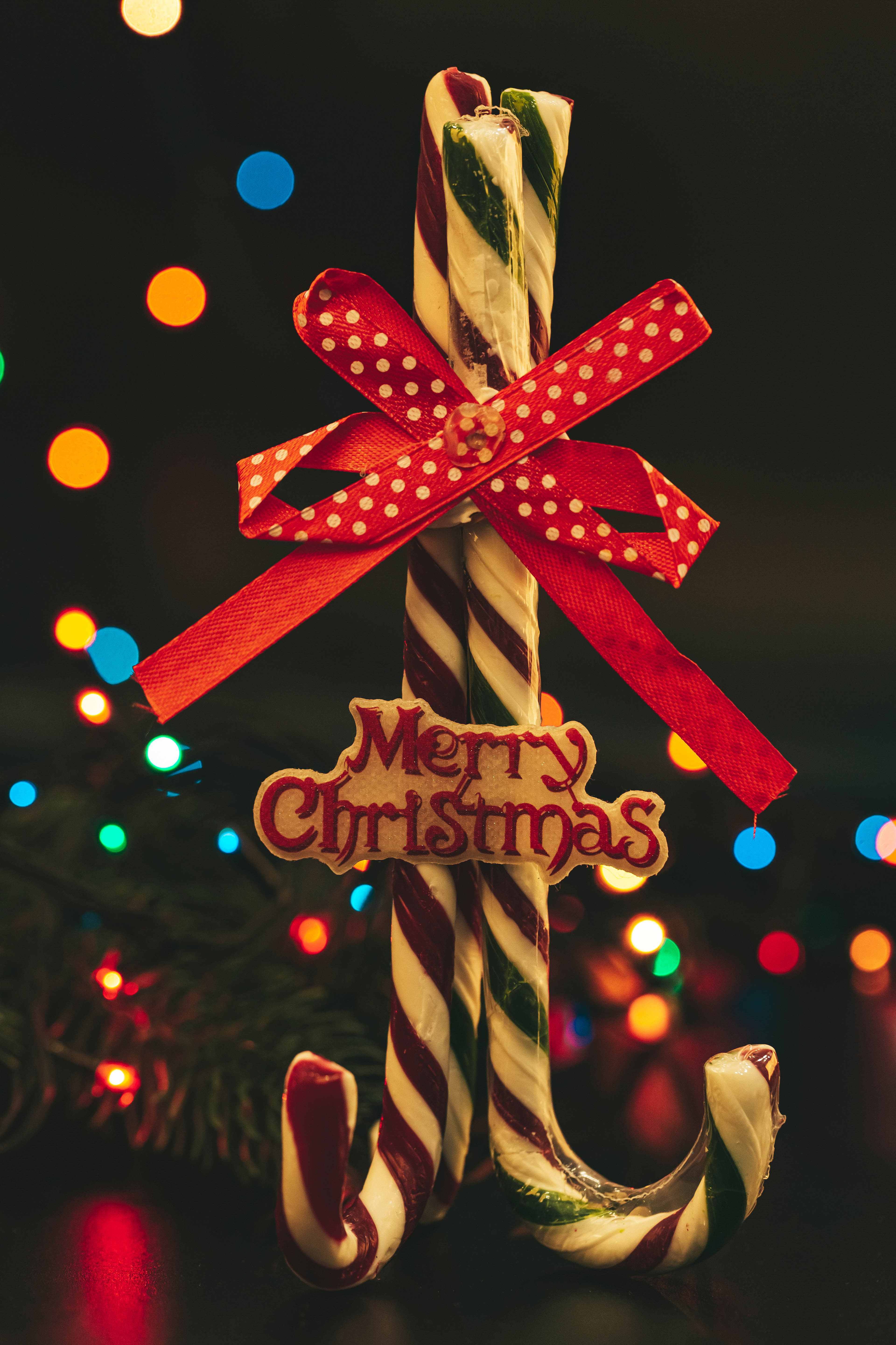 holidays, candies, christmas, bow, candy sticks, caramel sticks