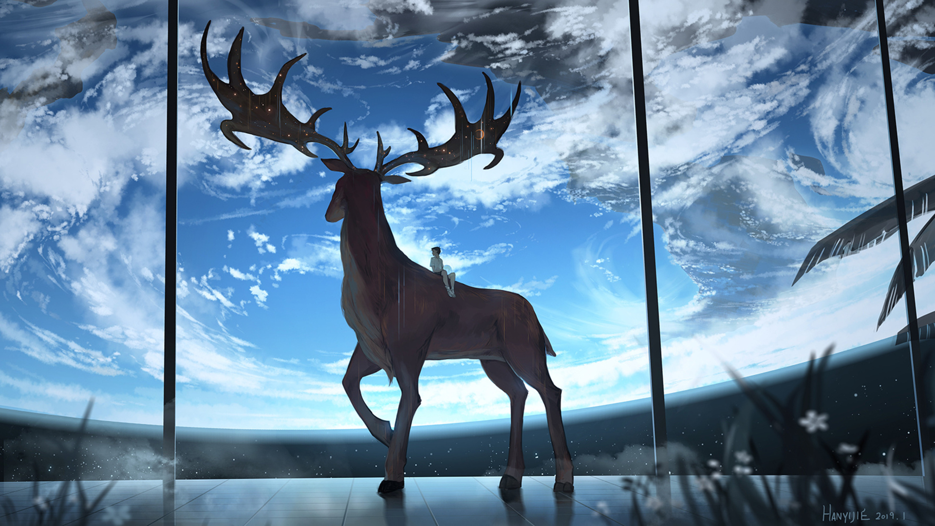 Free download wallpaper Anime, Earth, Animal, Deer on your PC desktop