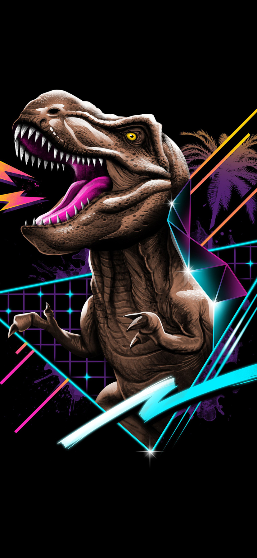 Download mobile wallpaper Retro, Artistic, Dinosaur, Tyrannosaurus Rex, Retro Wave for free.