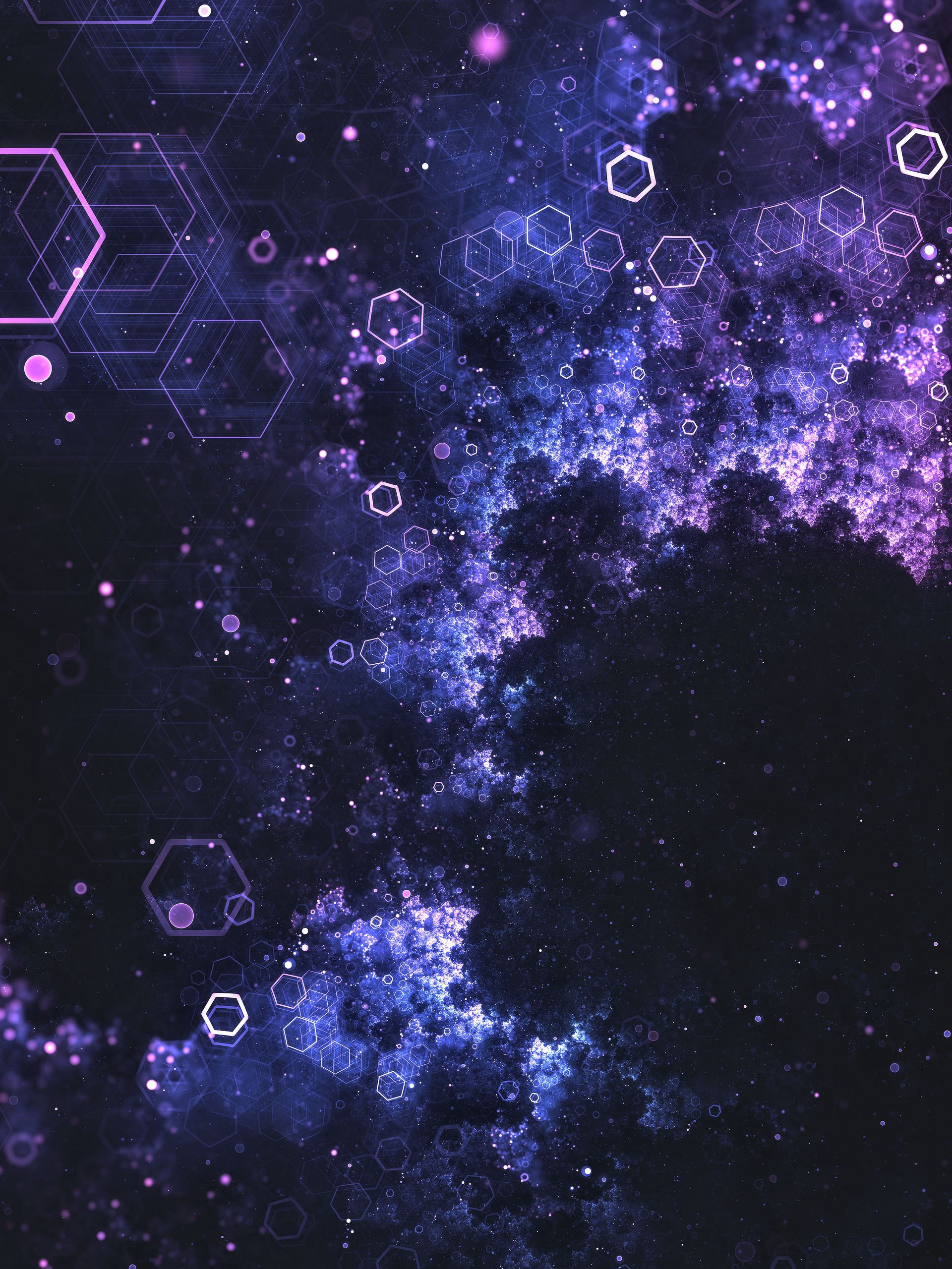 honeycomb, particles, abstract, glow, hexagons