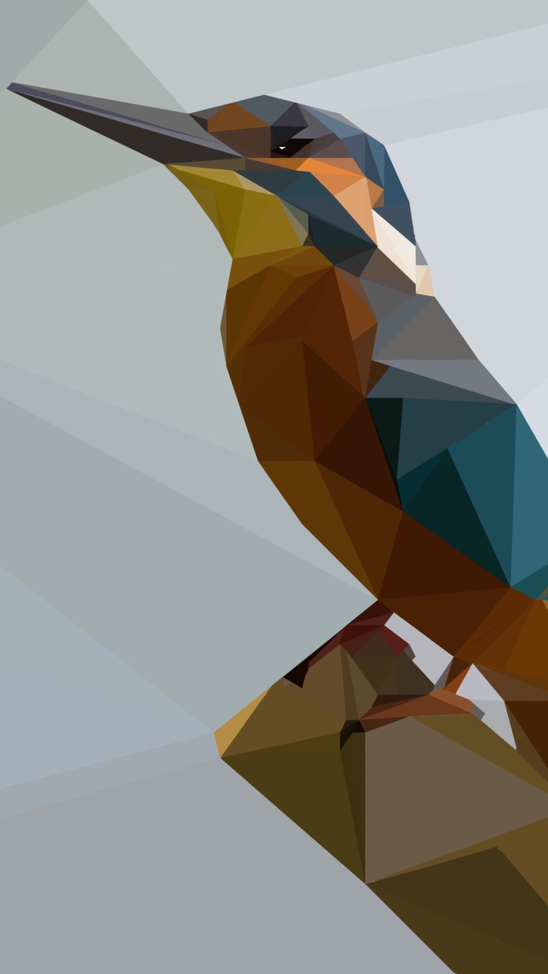 Download mobile wallpaper Abstract, Bird, Kingfisher, Facets, Polygon, Low Poly, Minimalist for free.