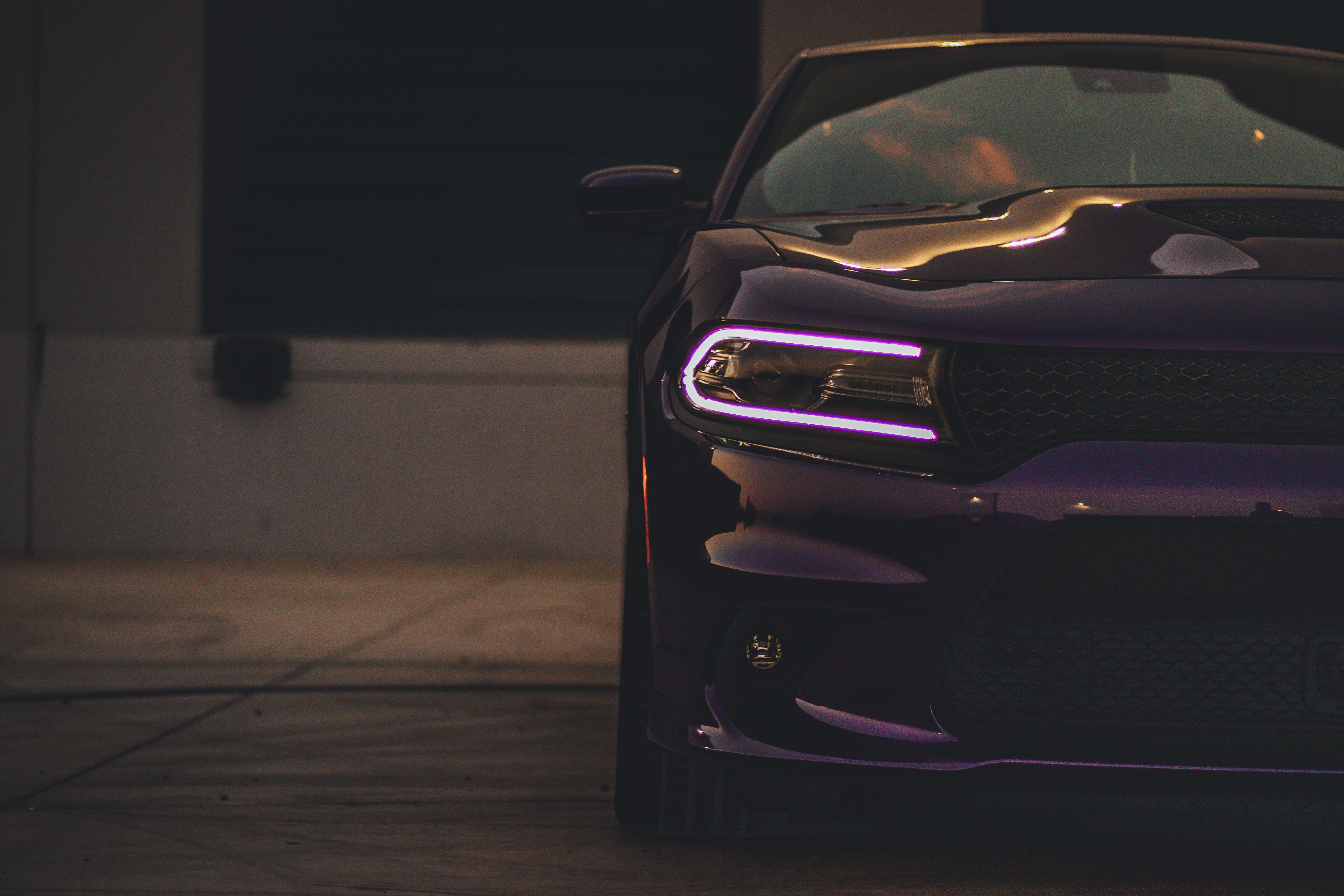 violet, cars, shine, light, car, purple, dodge charger, headlight