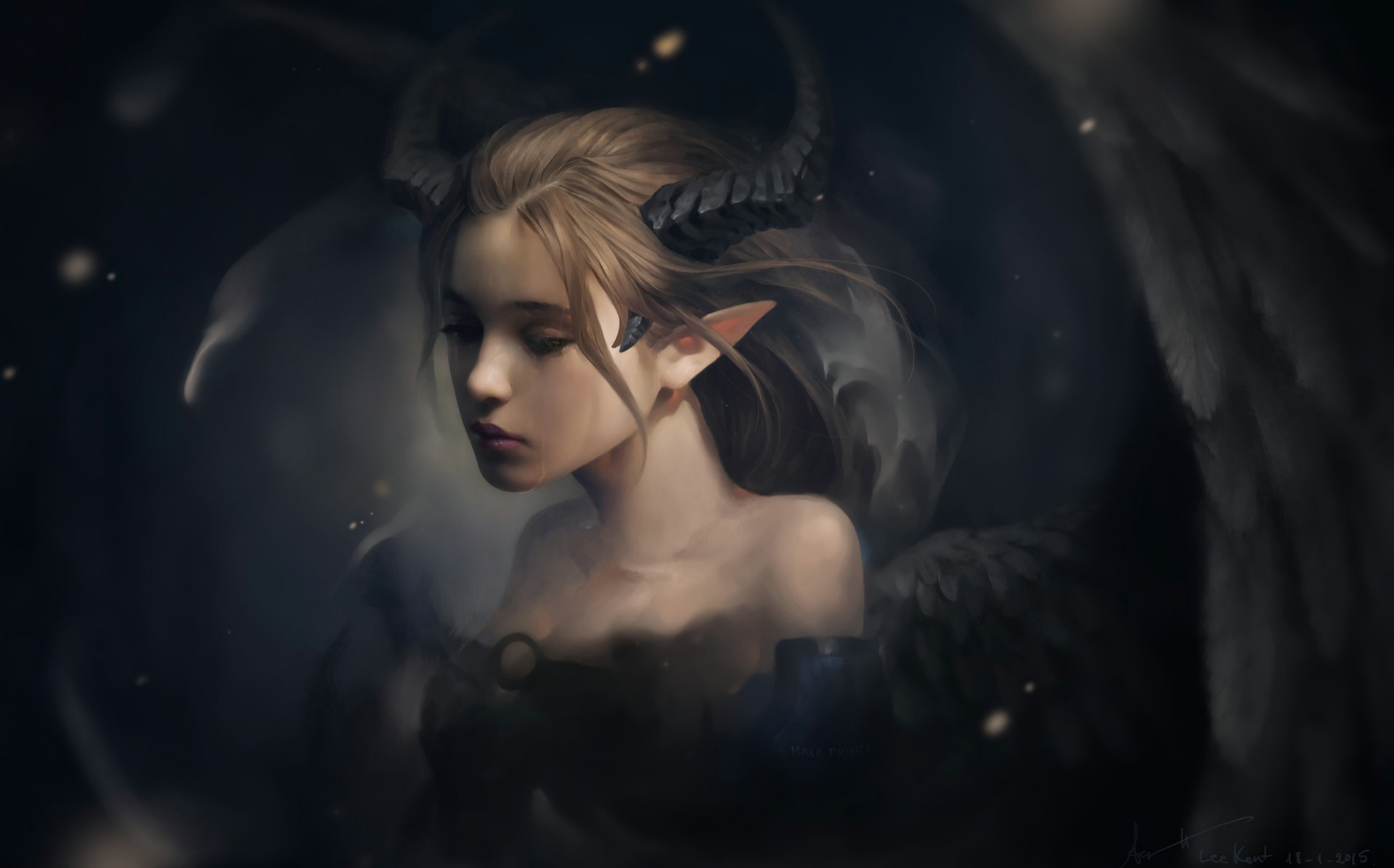 elf, art, fantasy, horns