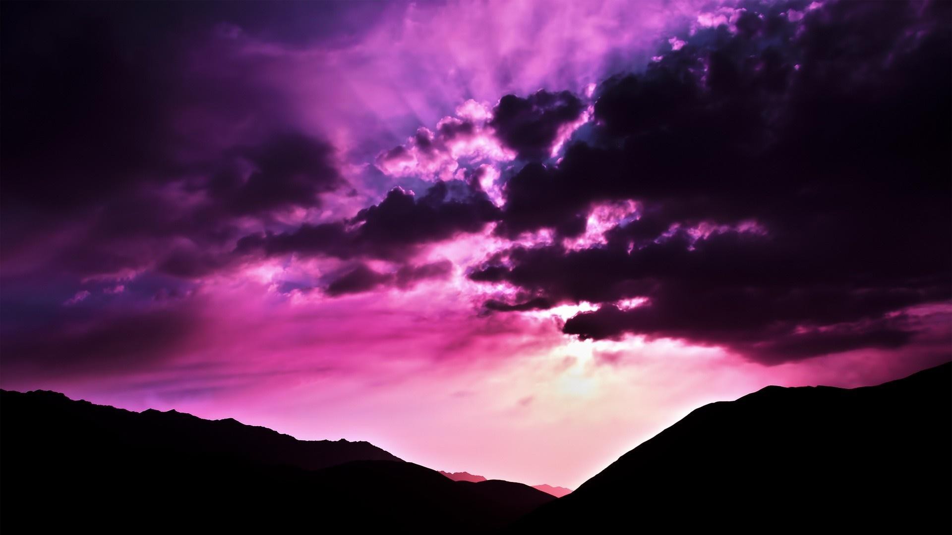 Free download wallpaper Sunset, Mountain, Earth, Purple, Cloud on your PC desktop