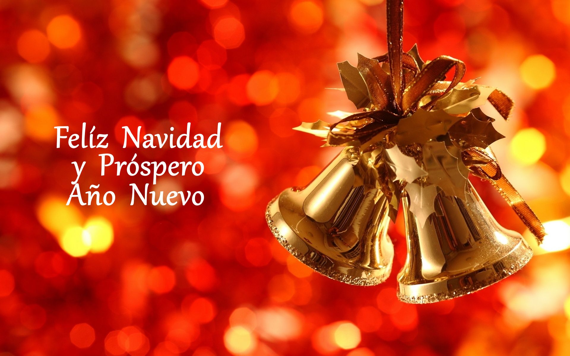 Free download wallpaper New Year, Christmas, Holiday, Golden, Bokeh, Bell, Merry Christmas, Happy New Year on your PC desktop
