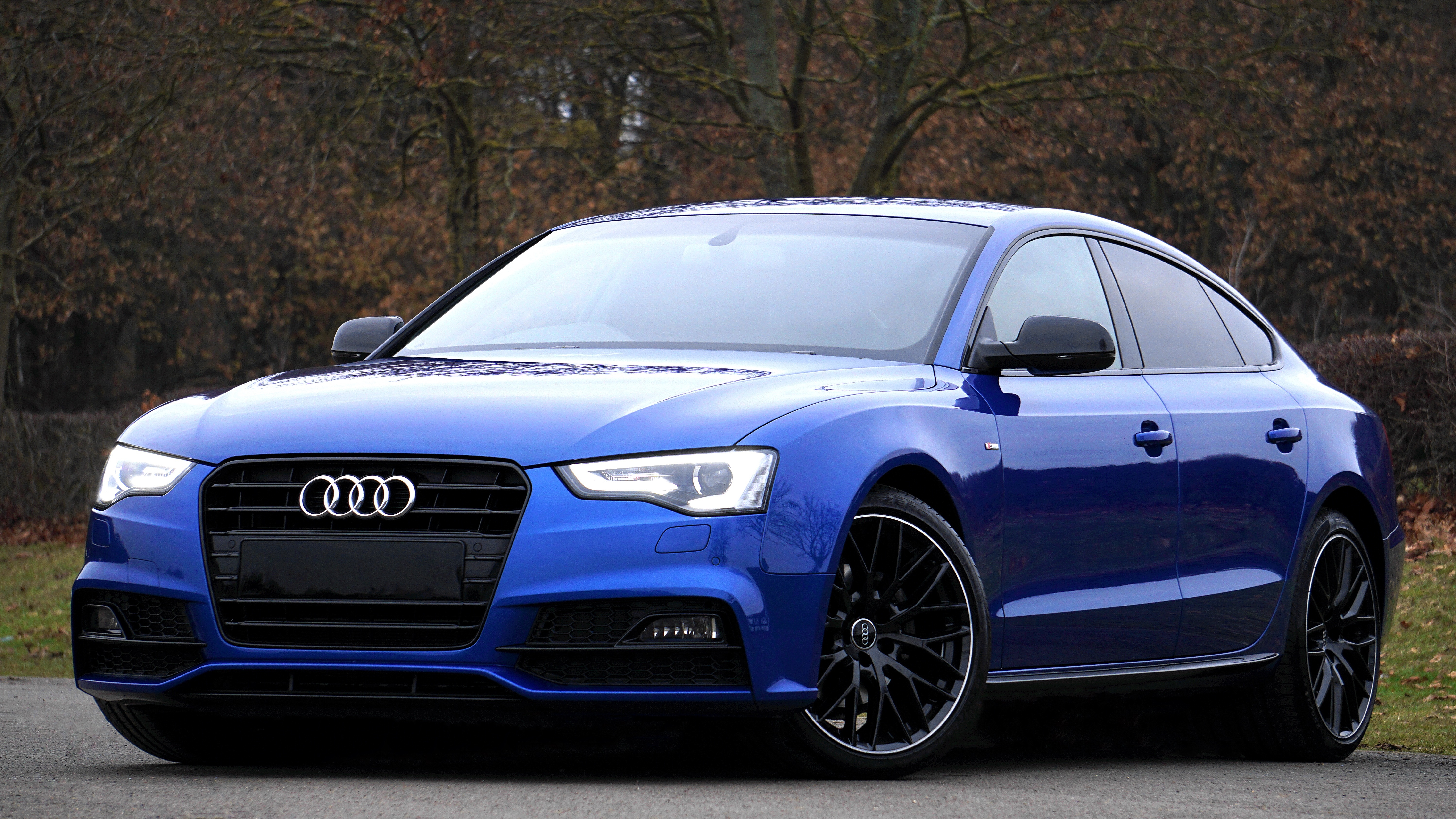 audi, cars, blue, side view, a5
