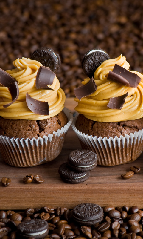 Download mobile wallpaper Food, Dessert, Cream, Coffee Beans, Sweets, Cupcake for free.
