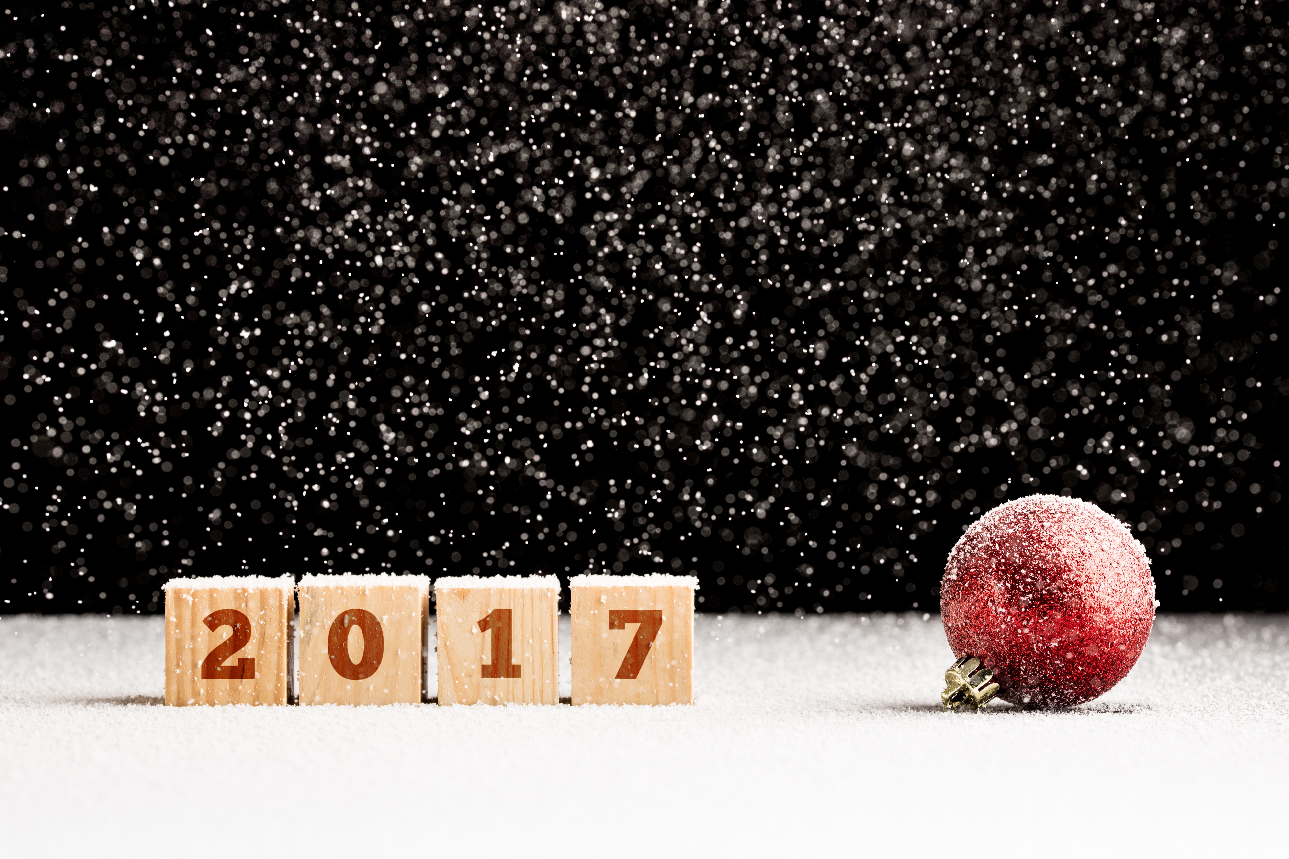 Download mobile wallpaper New Year, Holiday, Snowfall, Christmas Ornaments, New Year 2017 for free.
