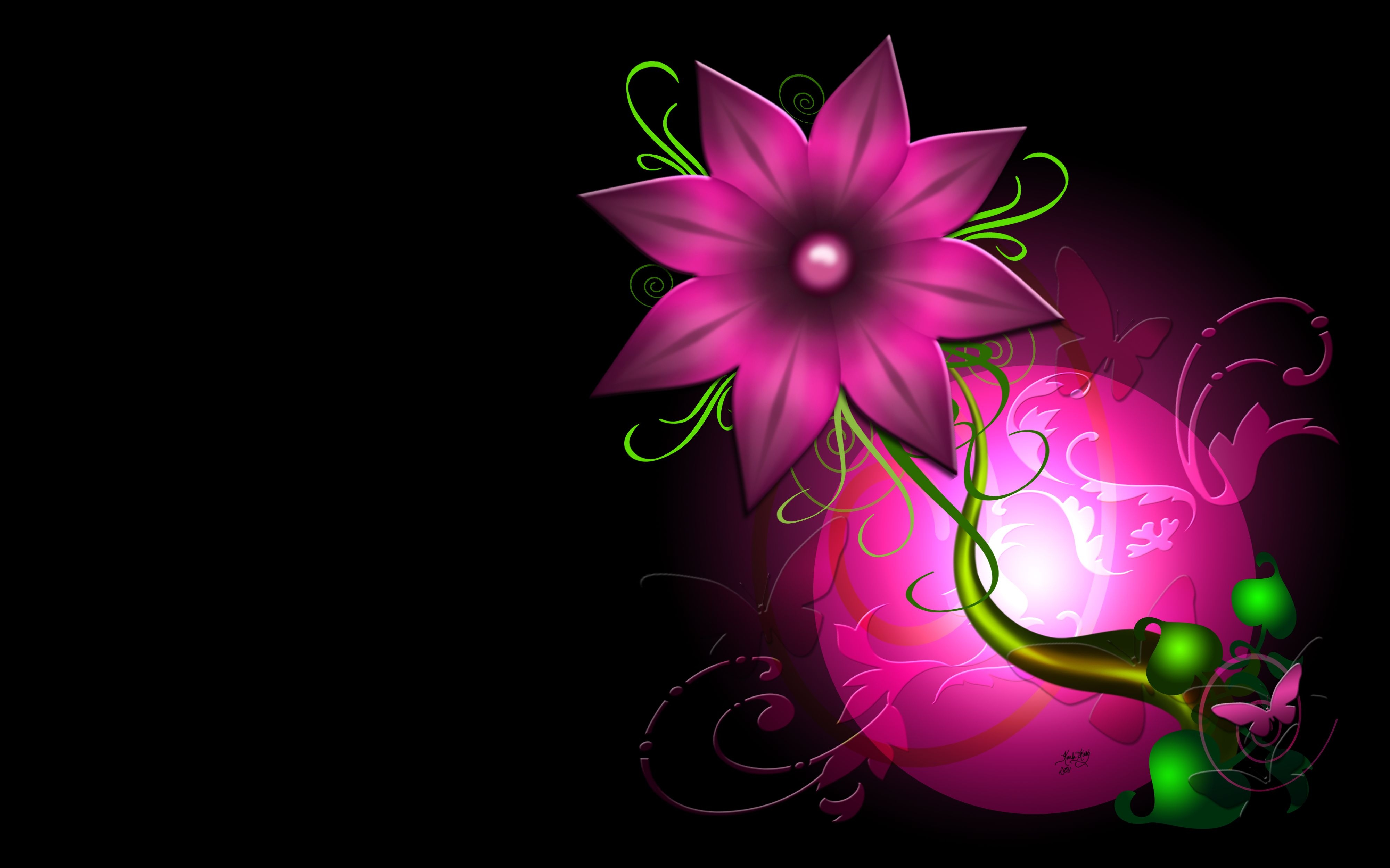 desktop Images flower, leaves, abstract, background, shine, light, circle